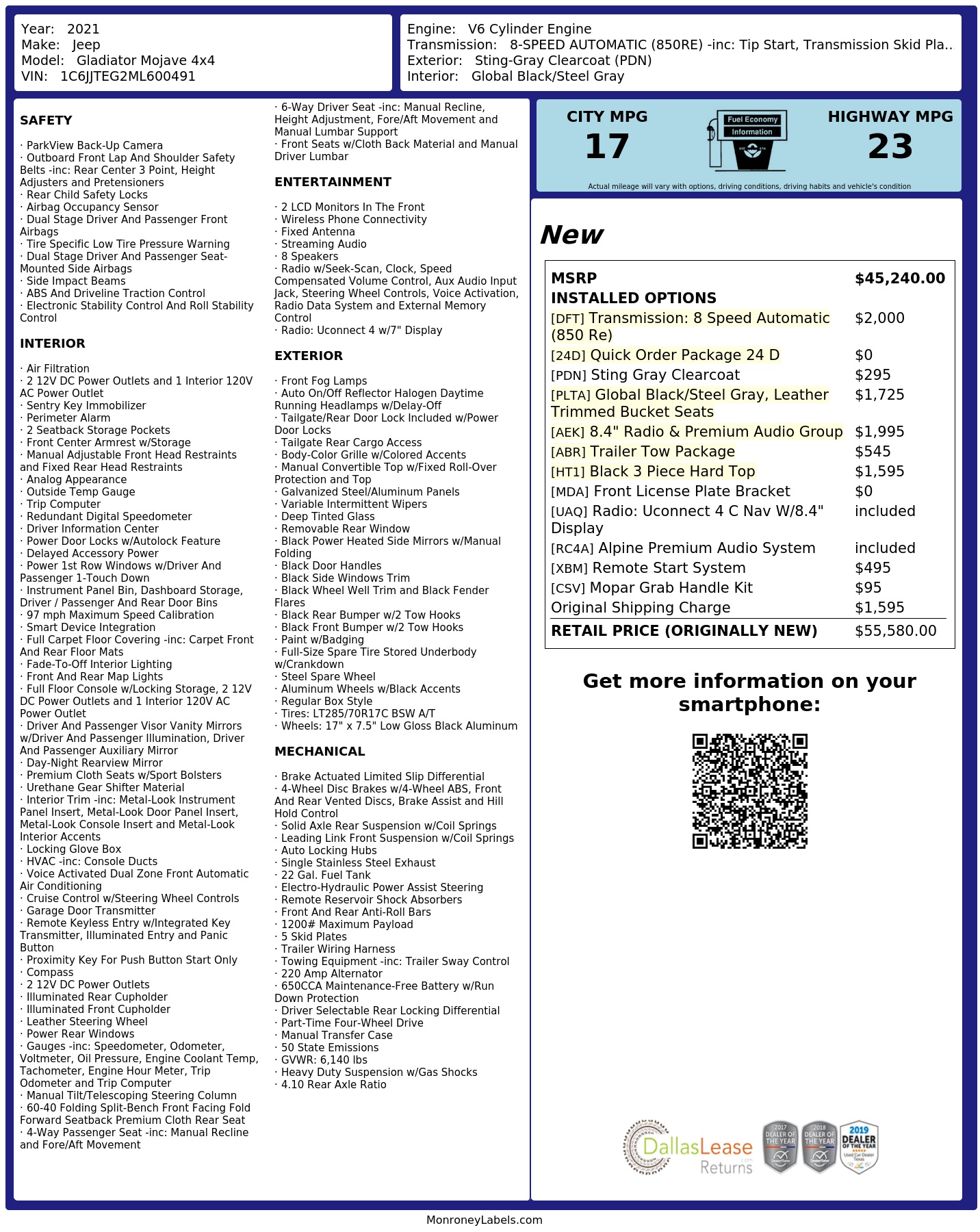 Monroney Label