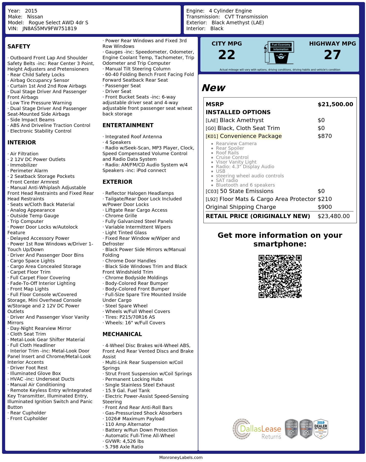 Monroney Label