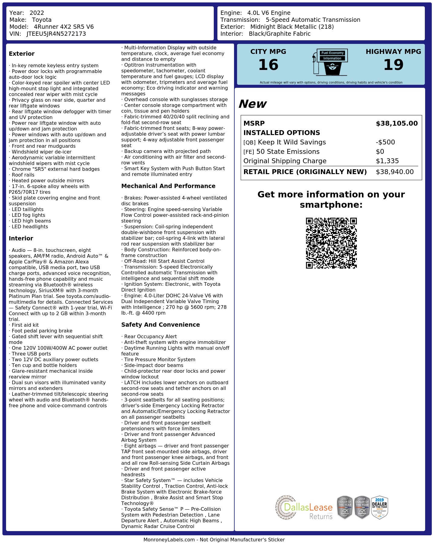 Monroney Label