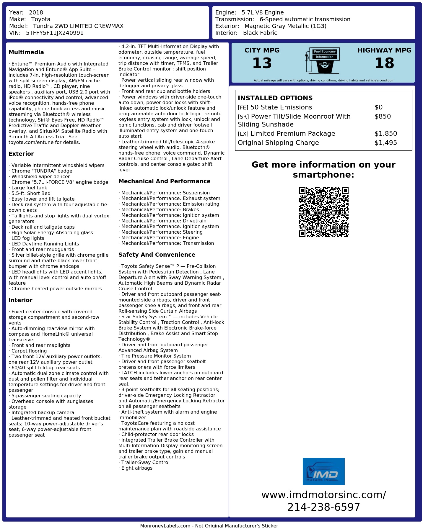 Monroney Label