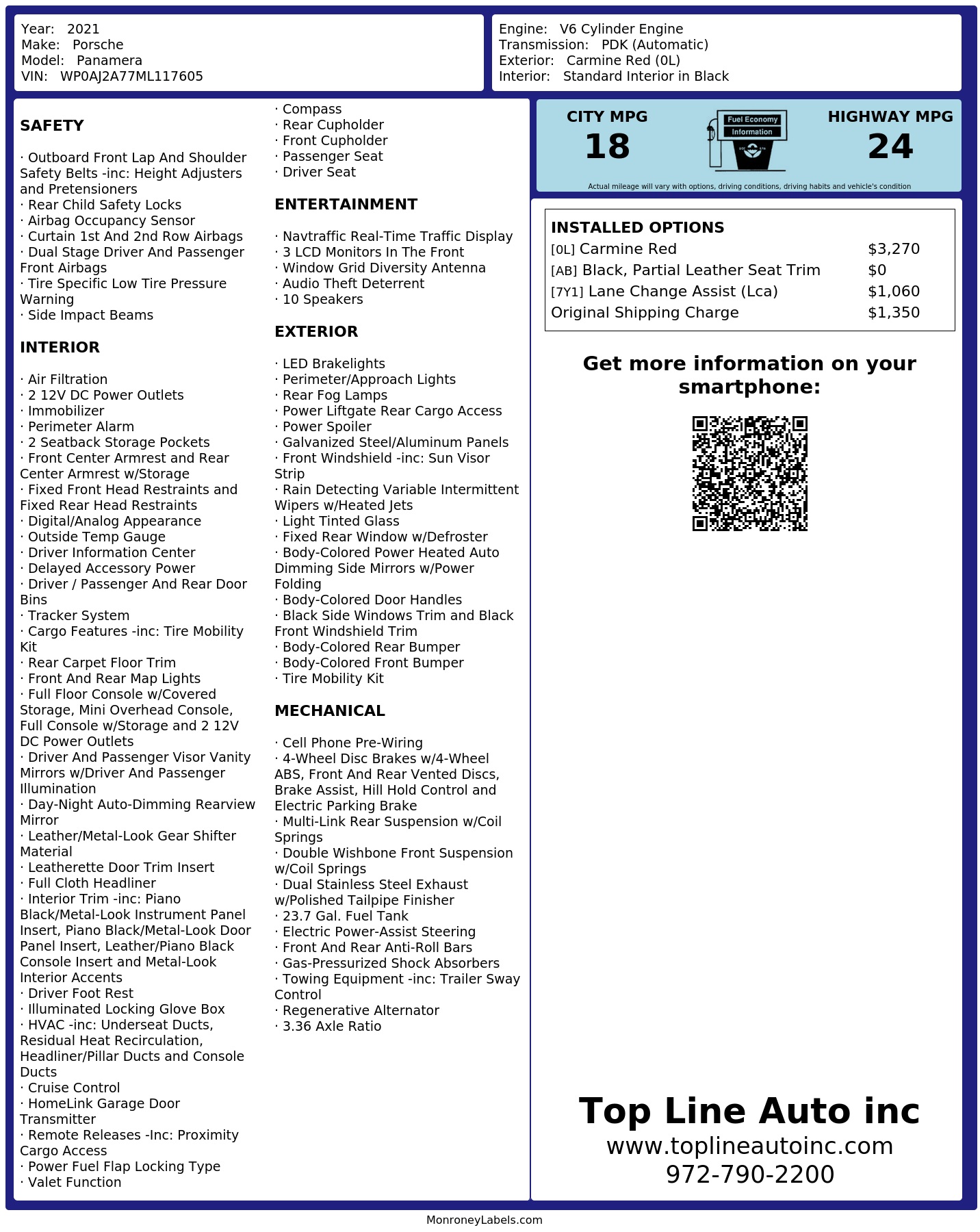 Monroney Label