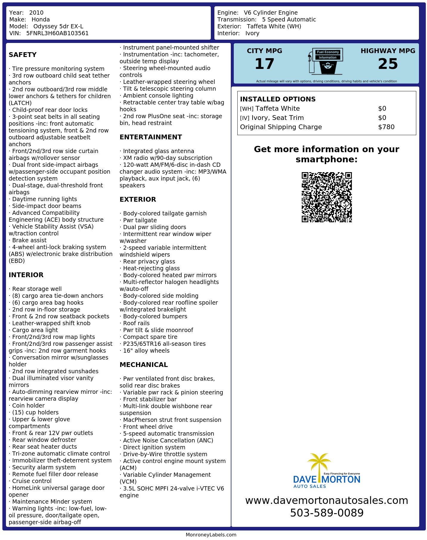 Monroney Label