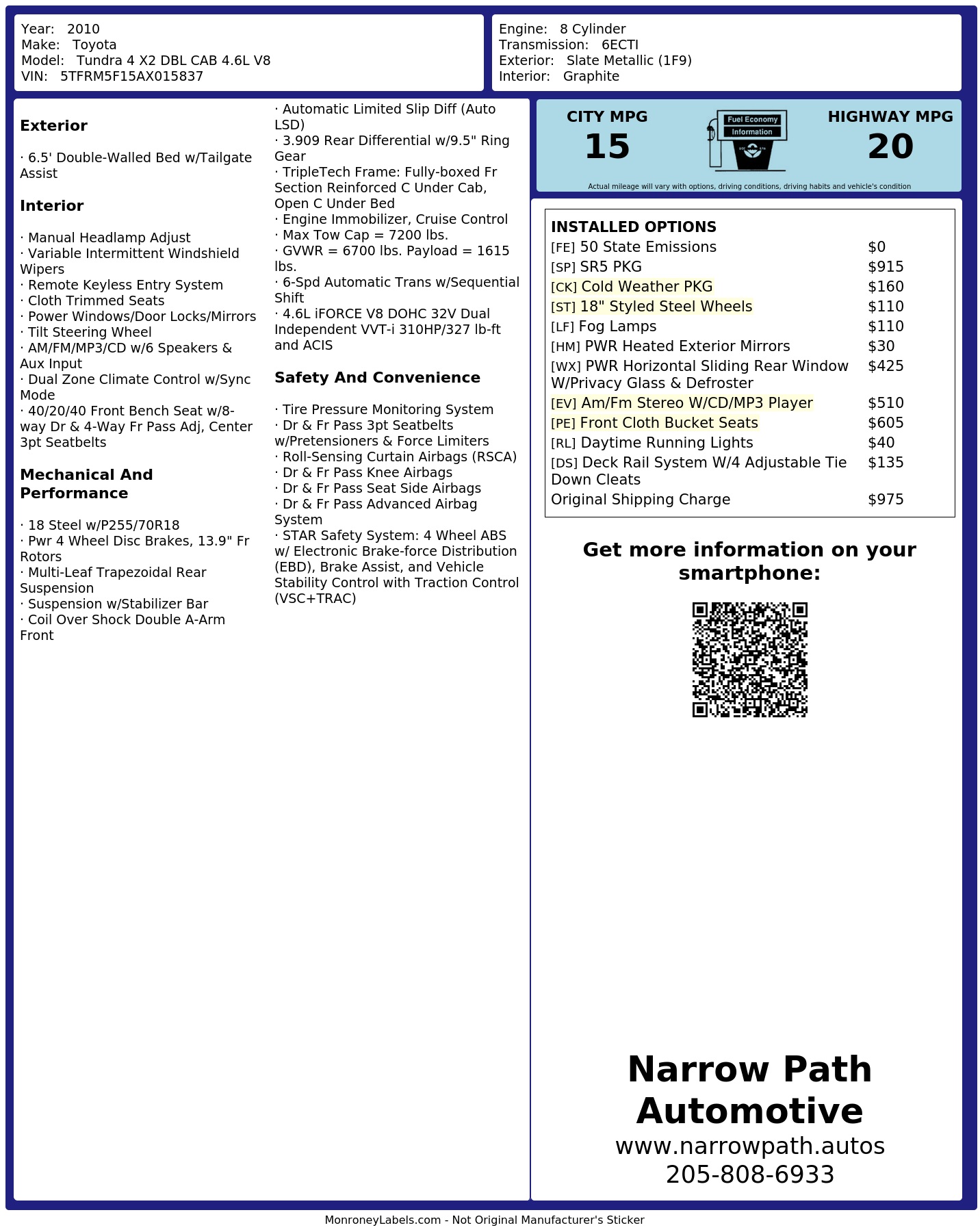 Monroney Label