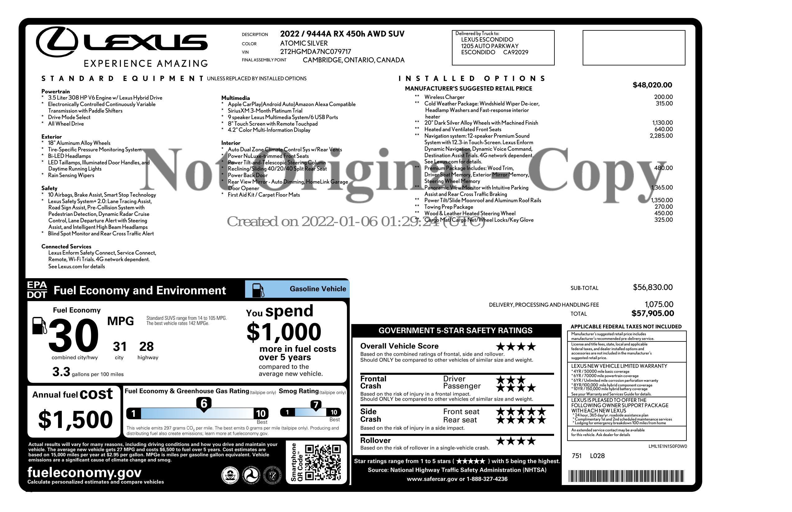 Monroney Label