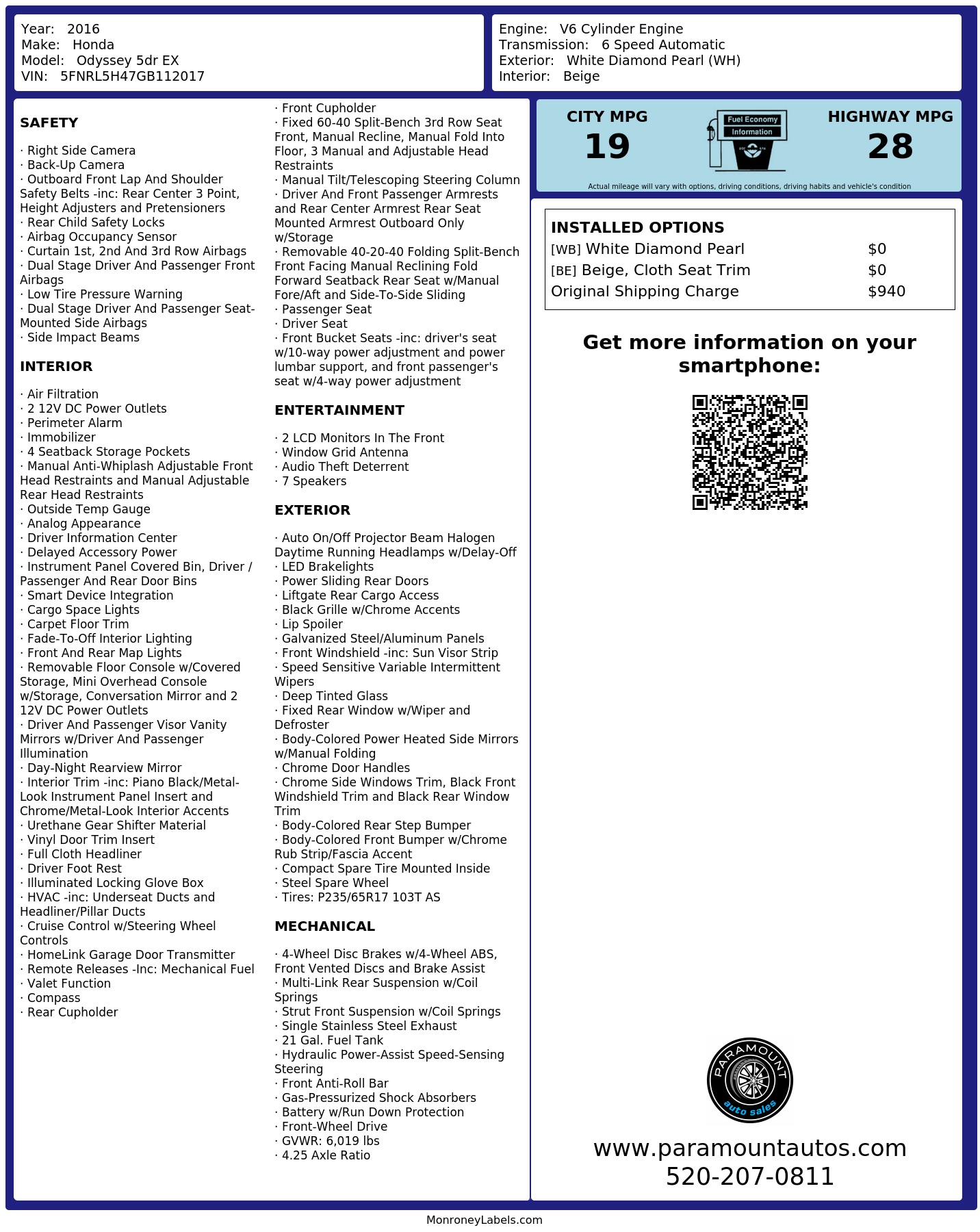 Monroney Label