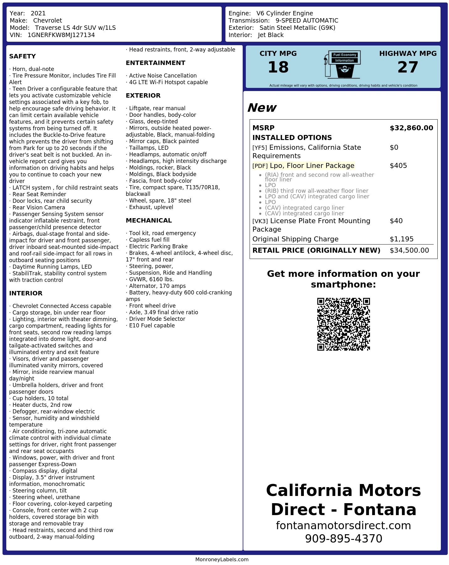 Monroney Label