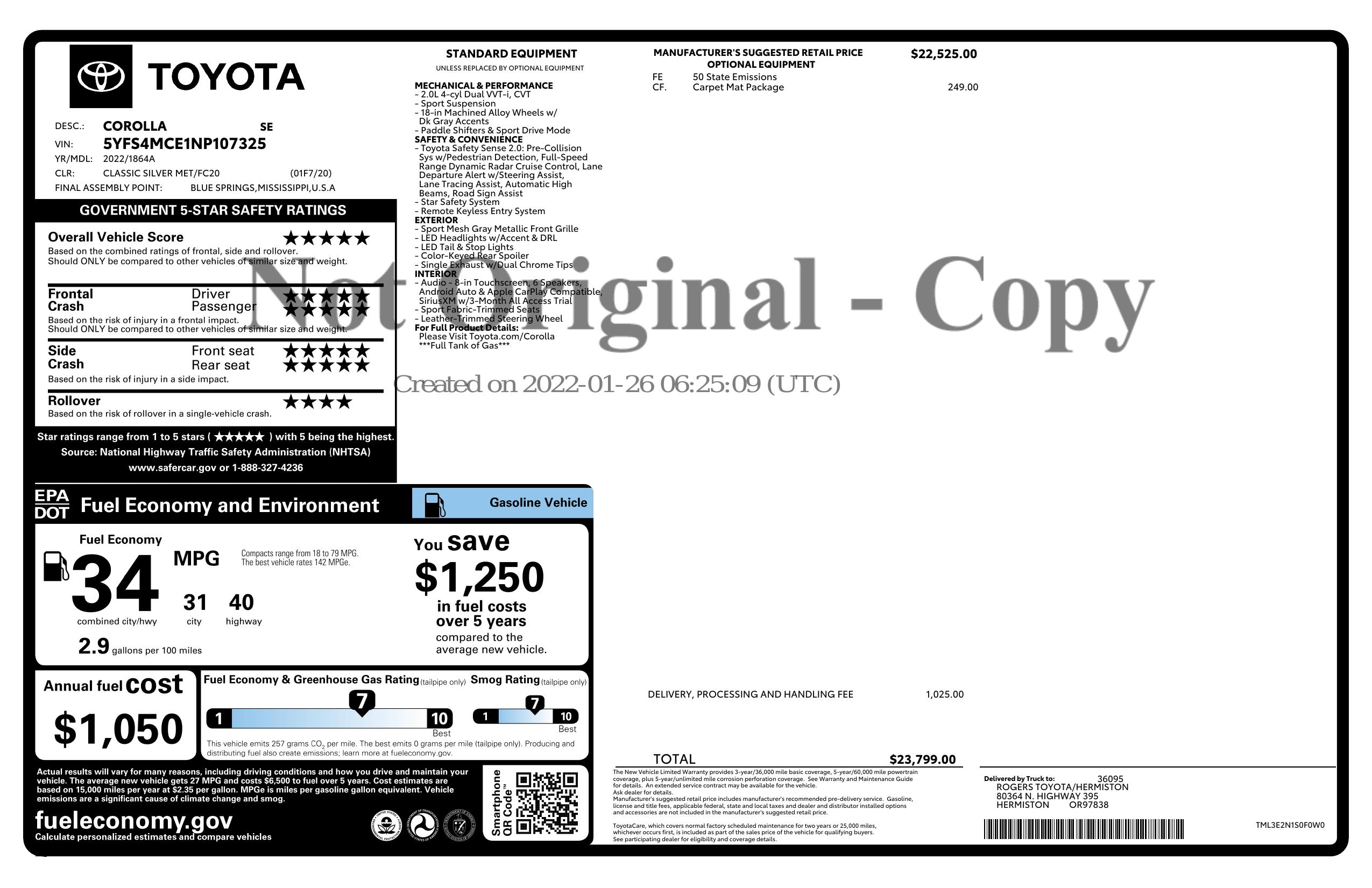 Monroney Label