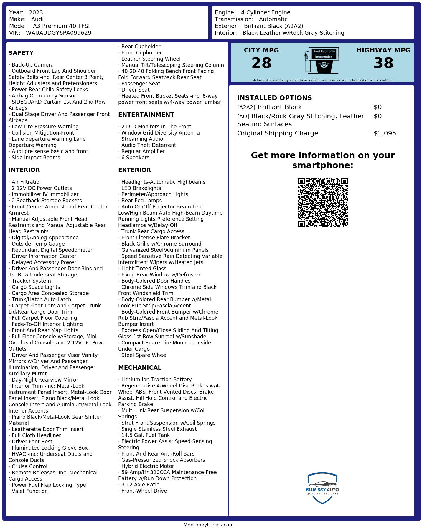 Monroney Label