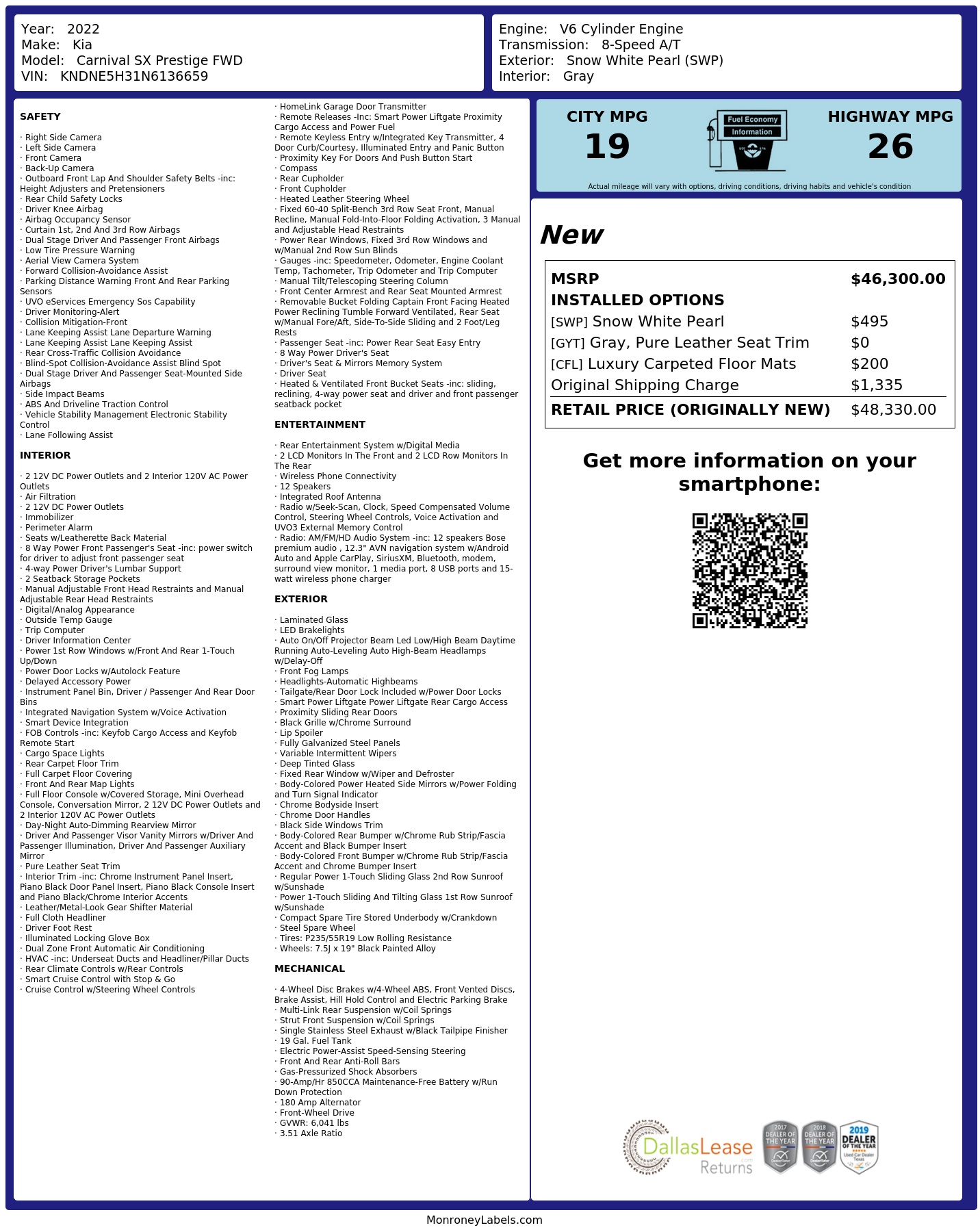 Monroney Label