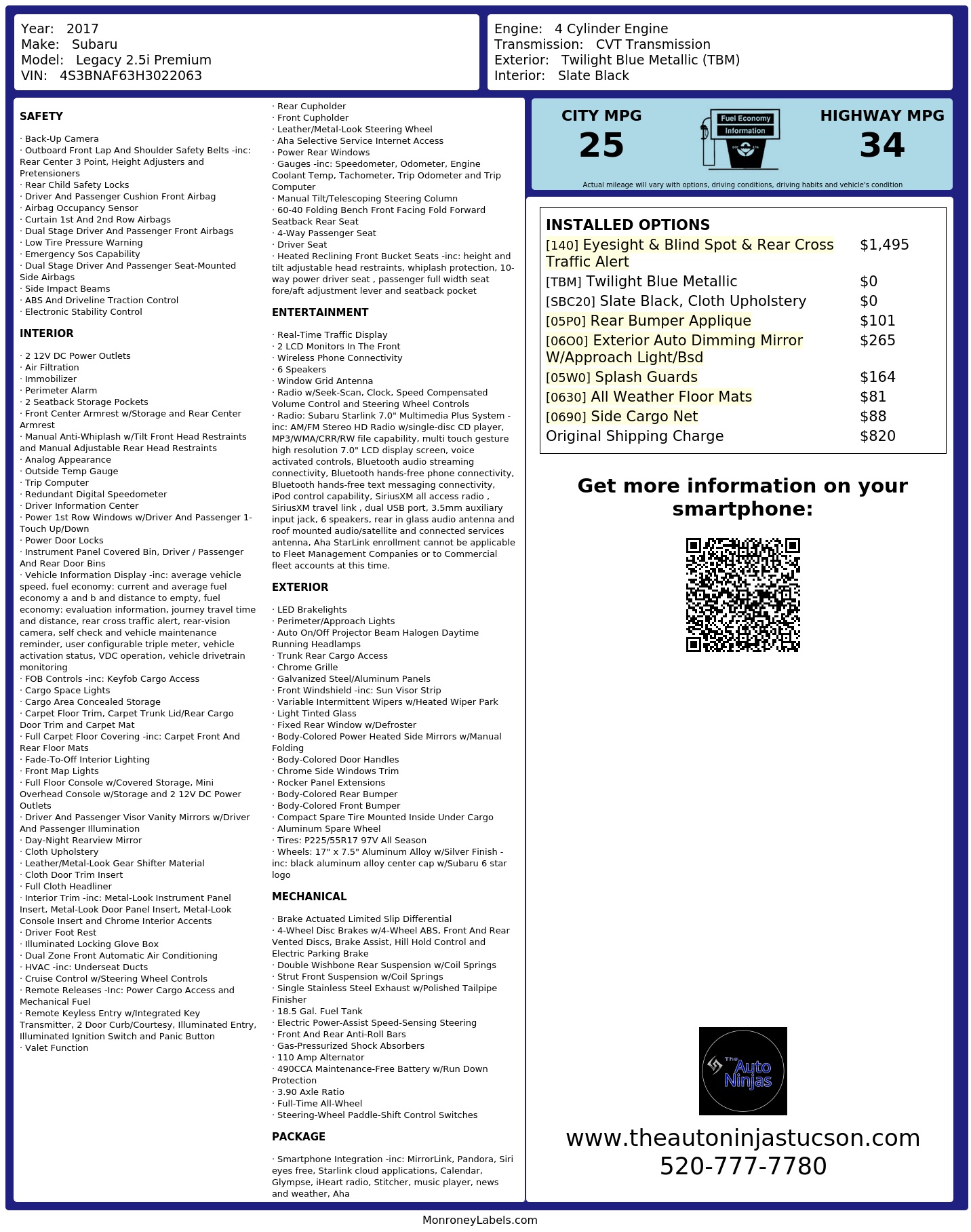 Monroney Label