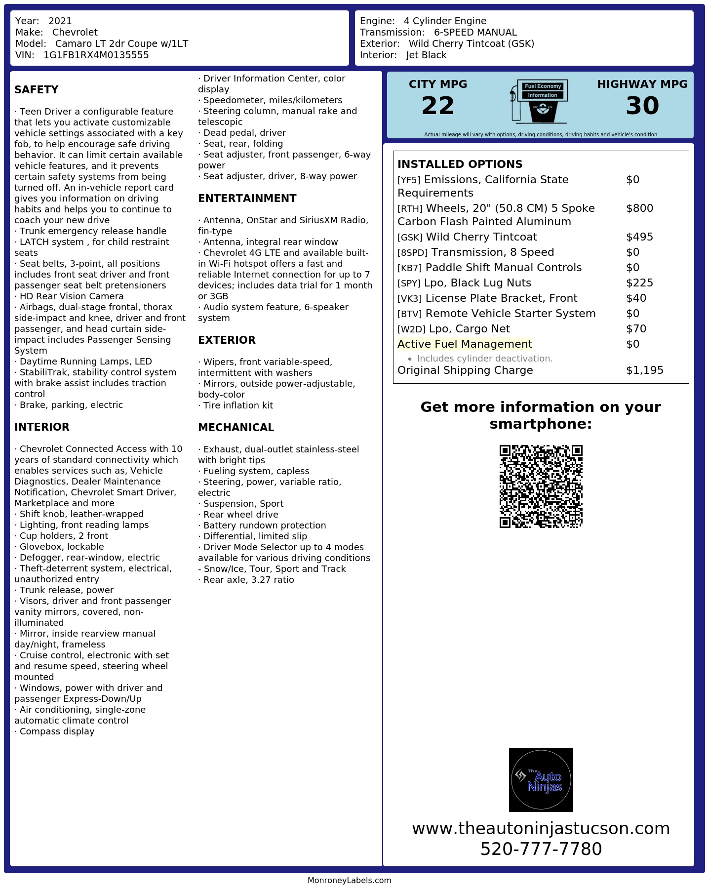 Monroney Label