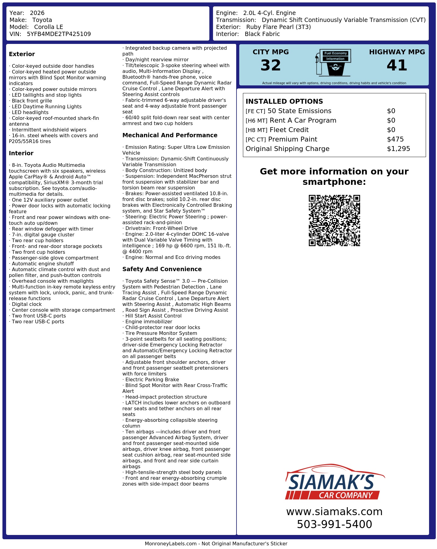 Monroney Label