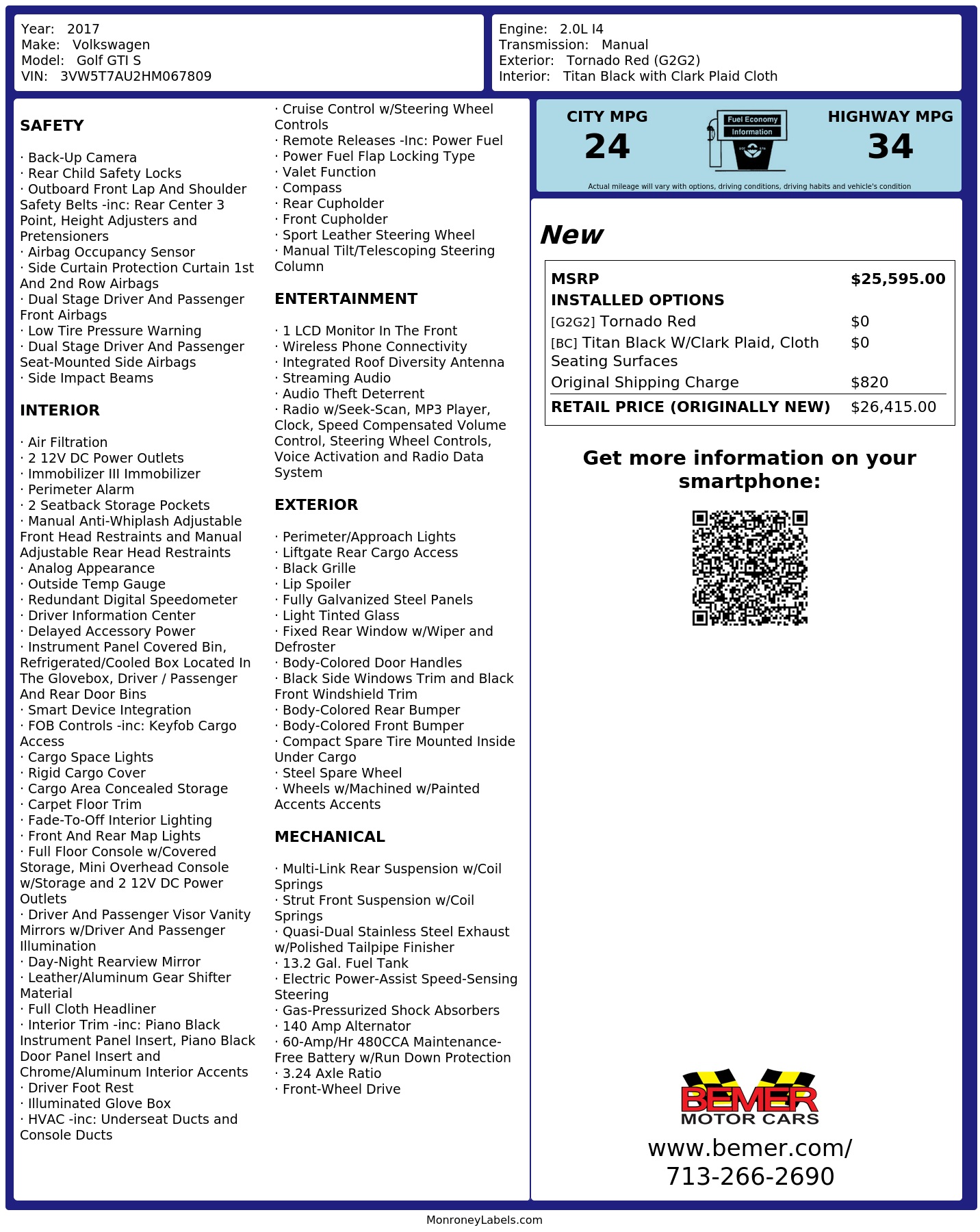 Monroney Label
