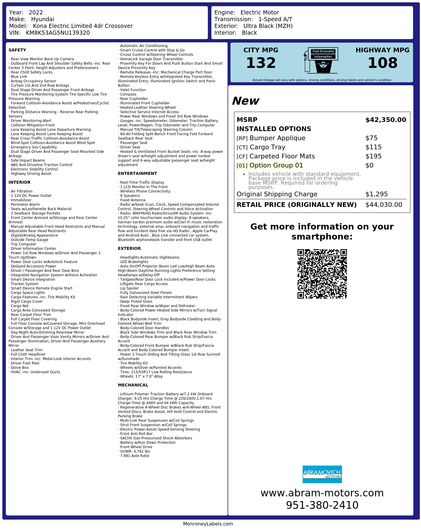 Monroney Label