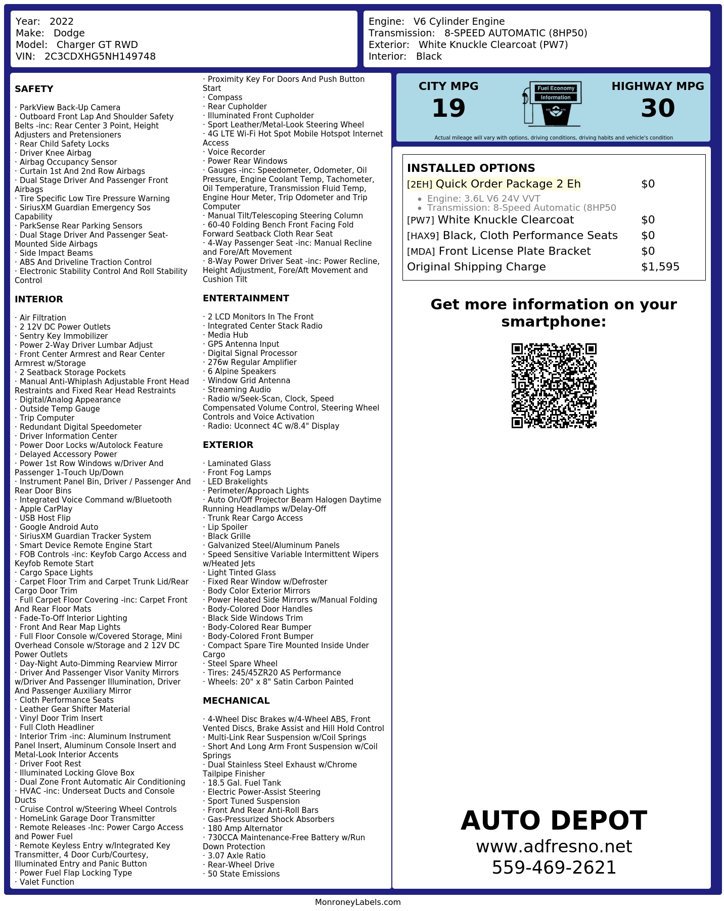Monroney Label