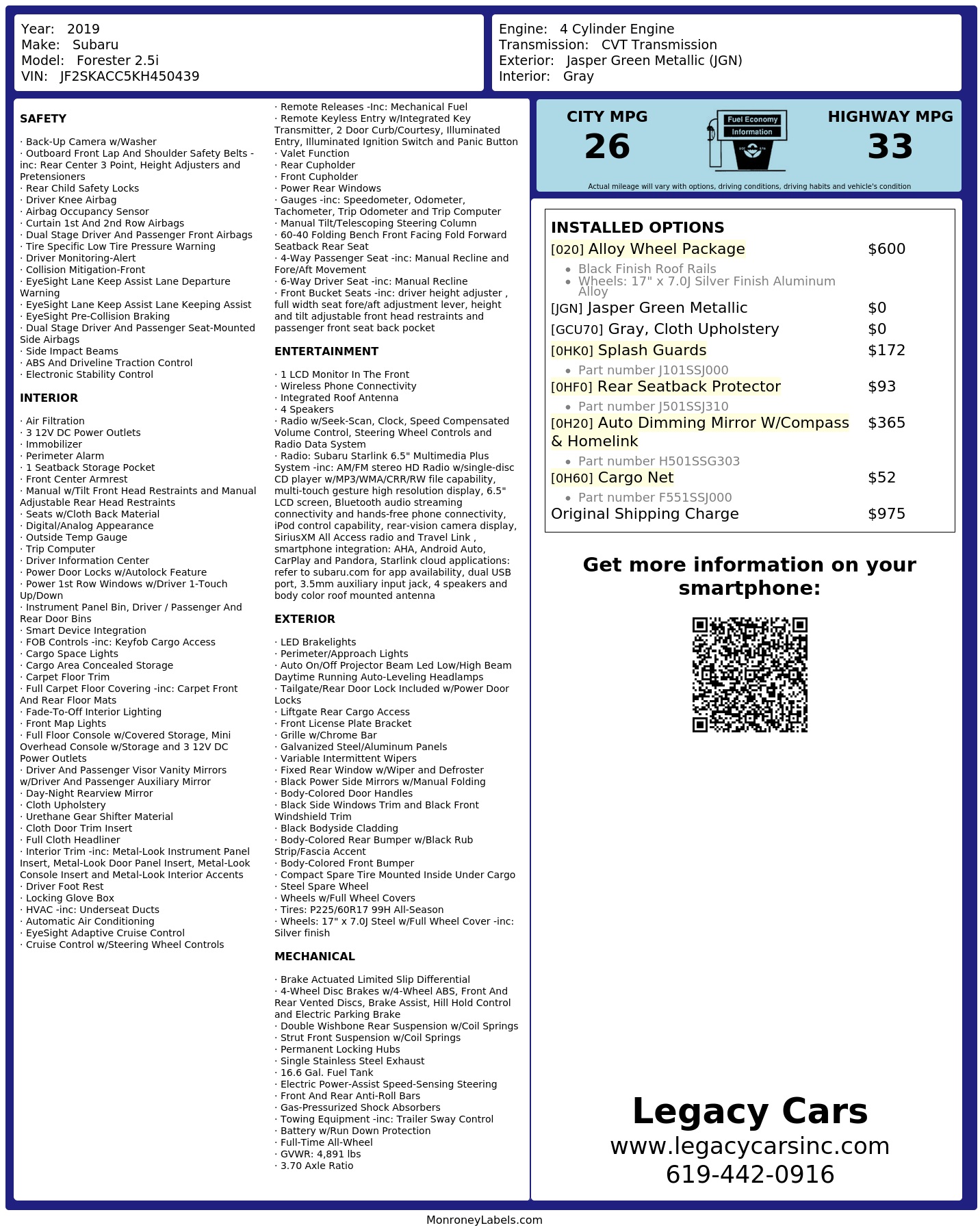 Monroney Label