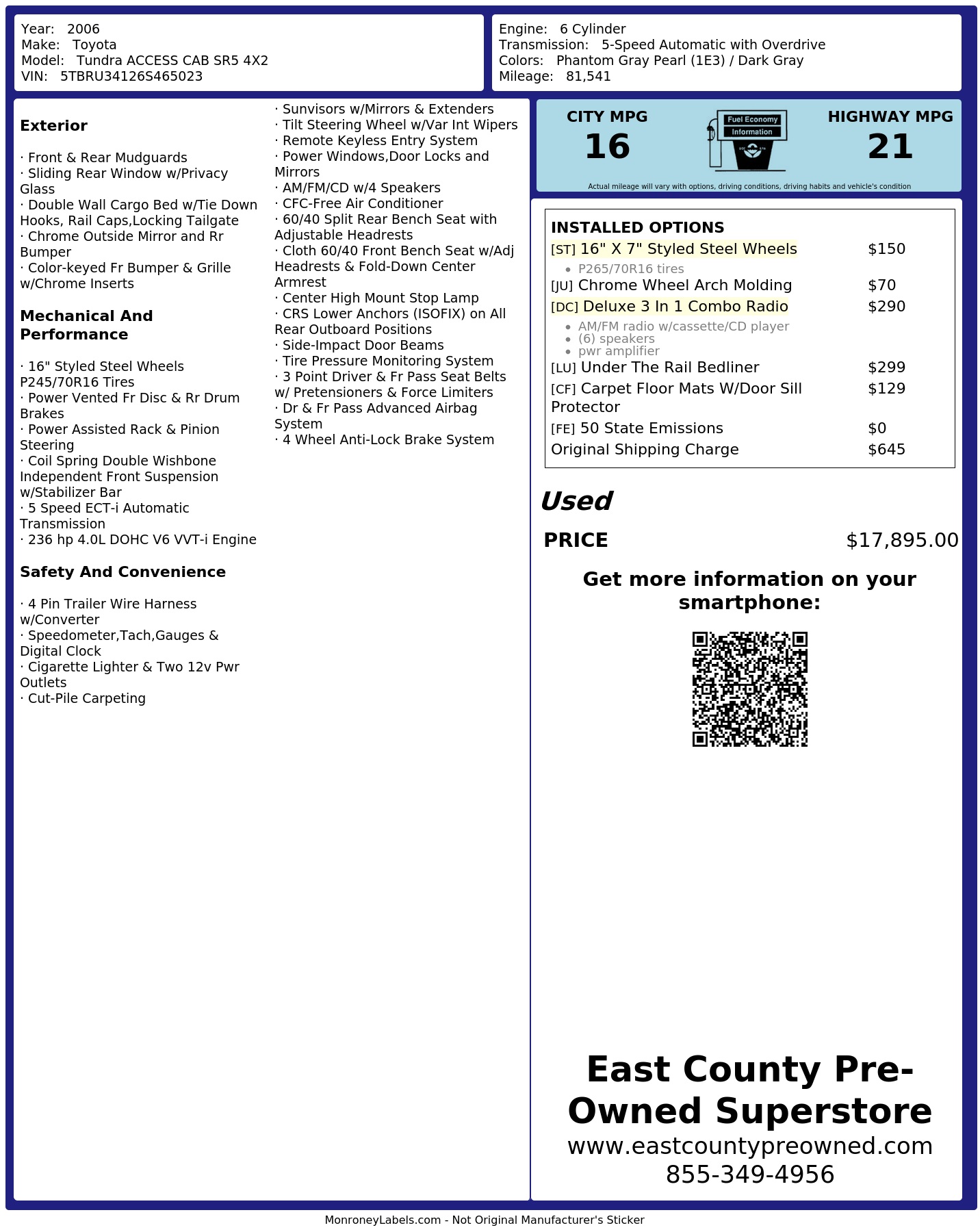 Monroney Label