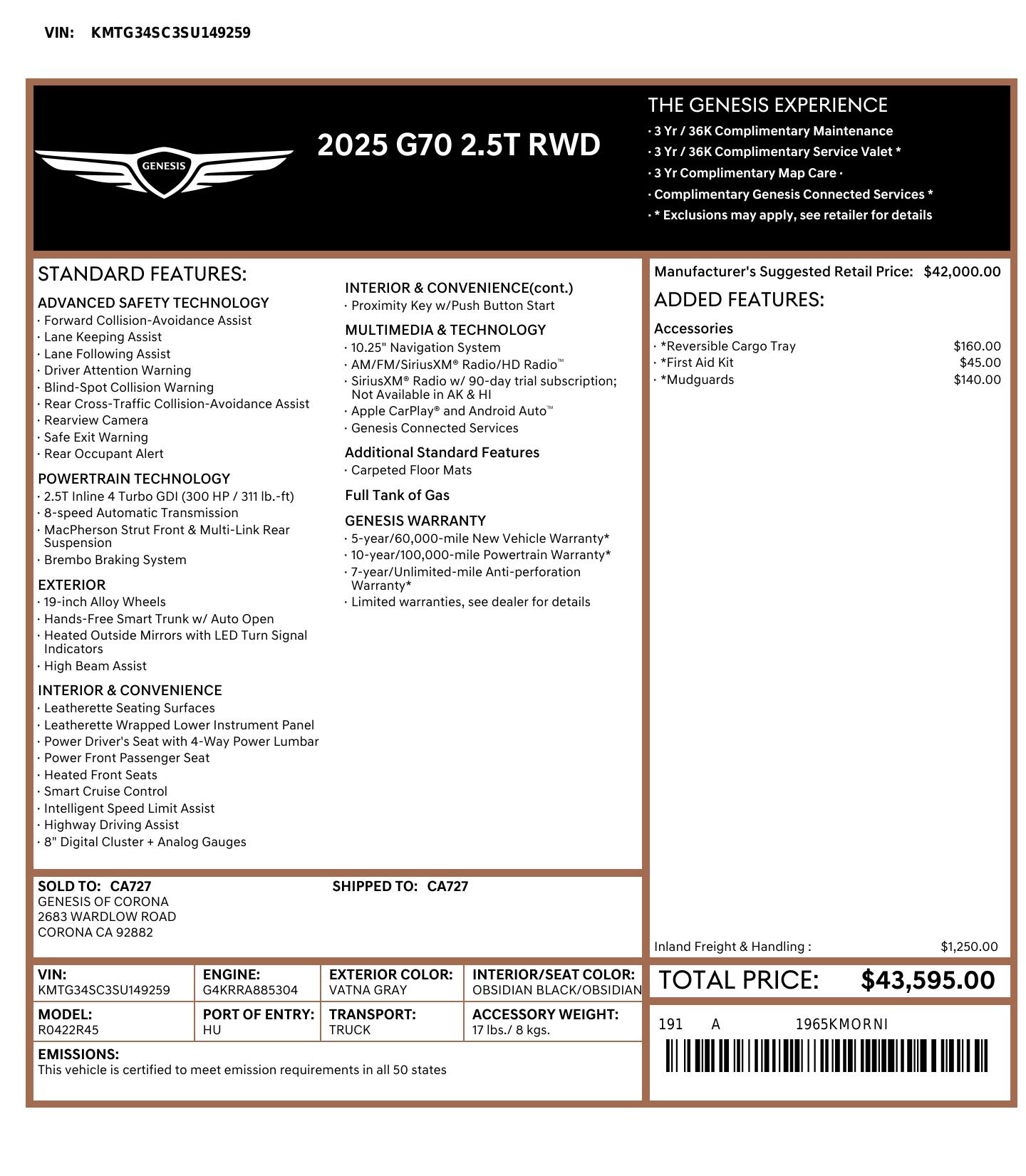 Monroney Label