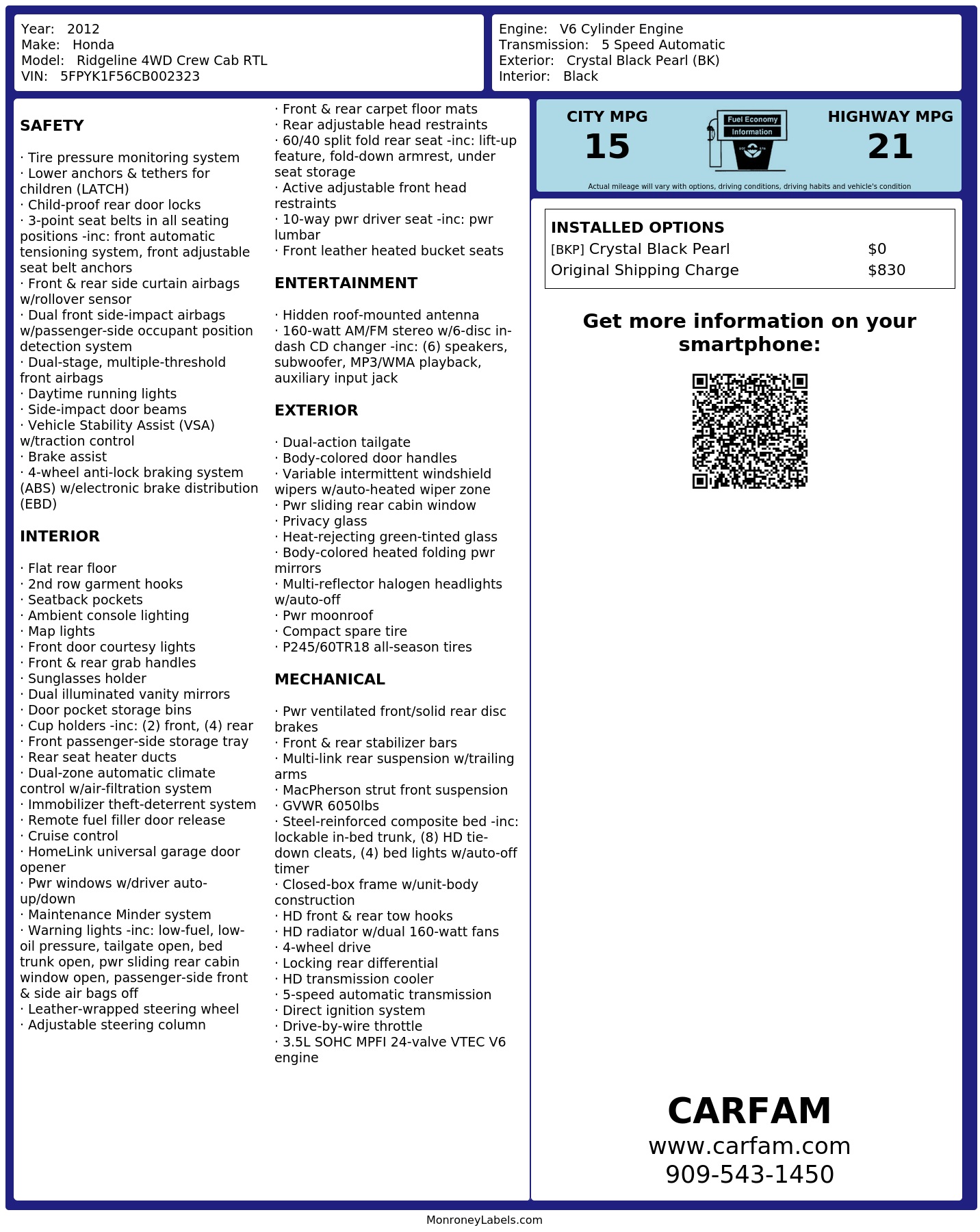 Monroney Label