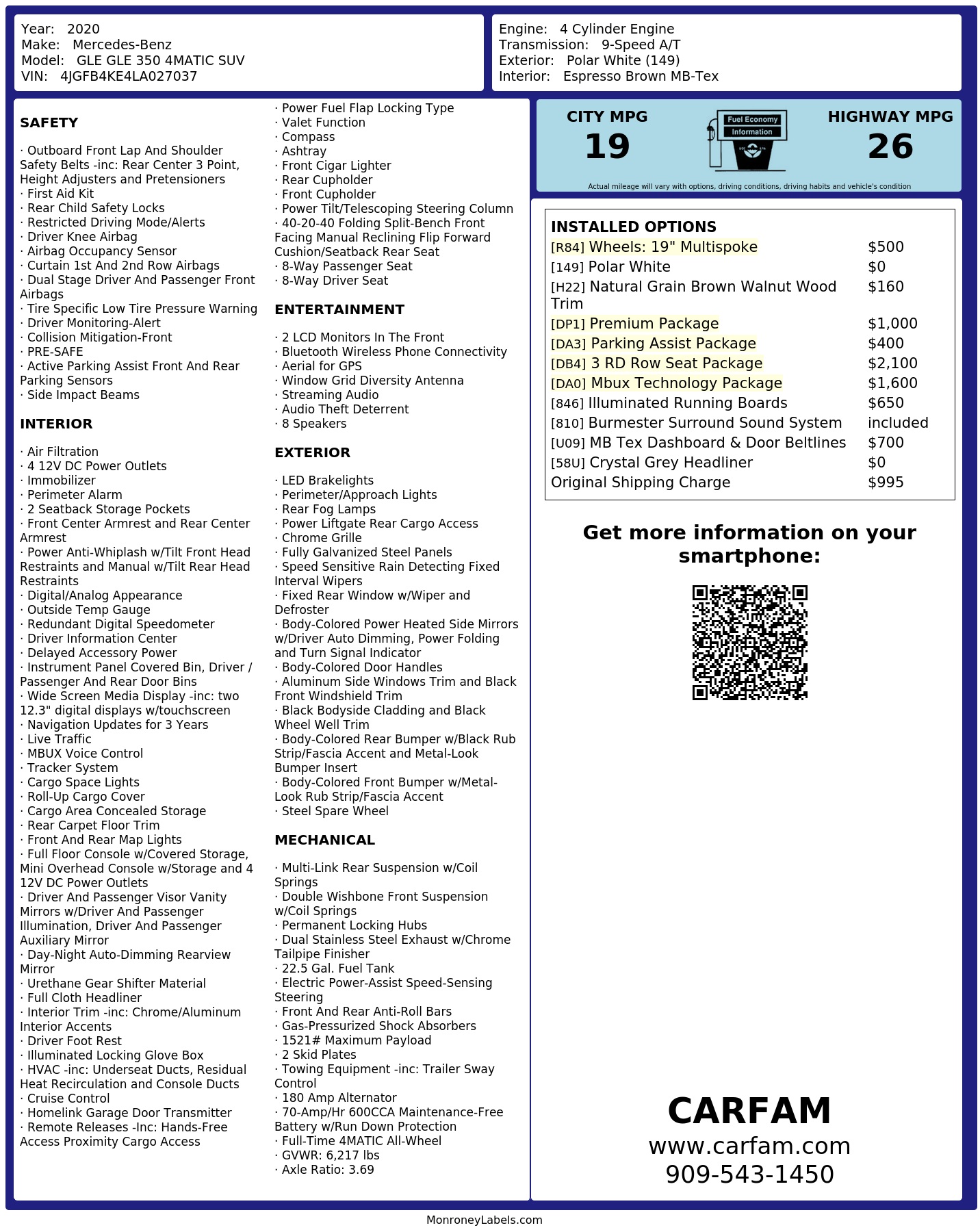 Monroney Label