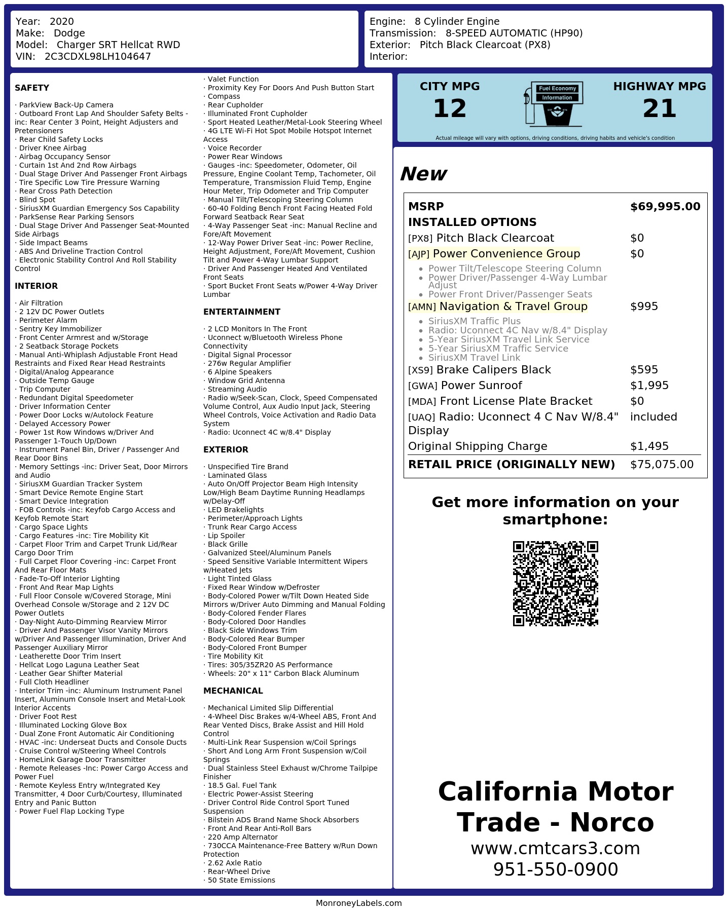 Monroney Label