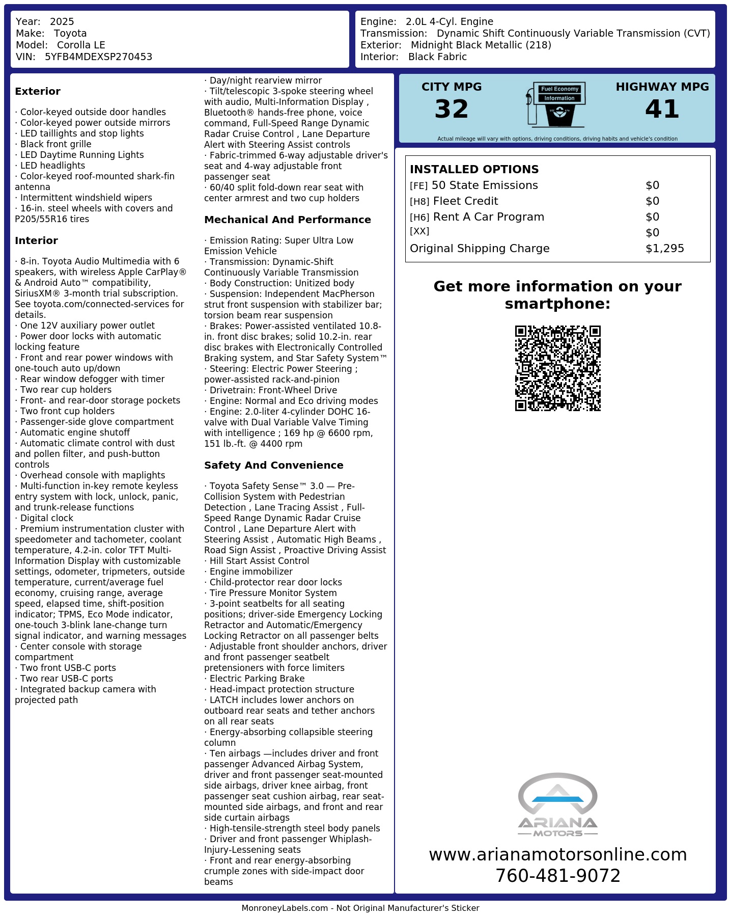 Monroney Label