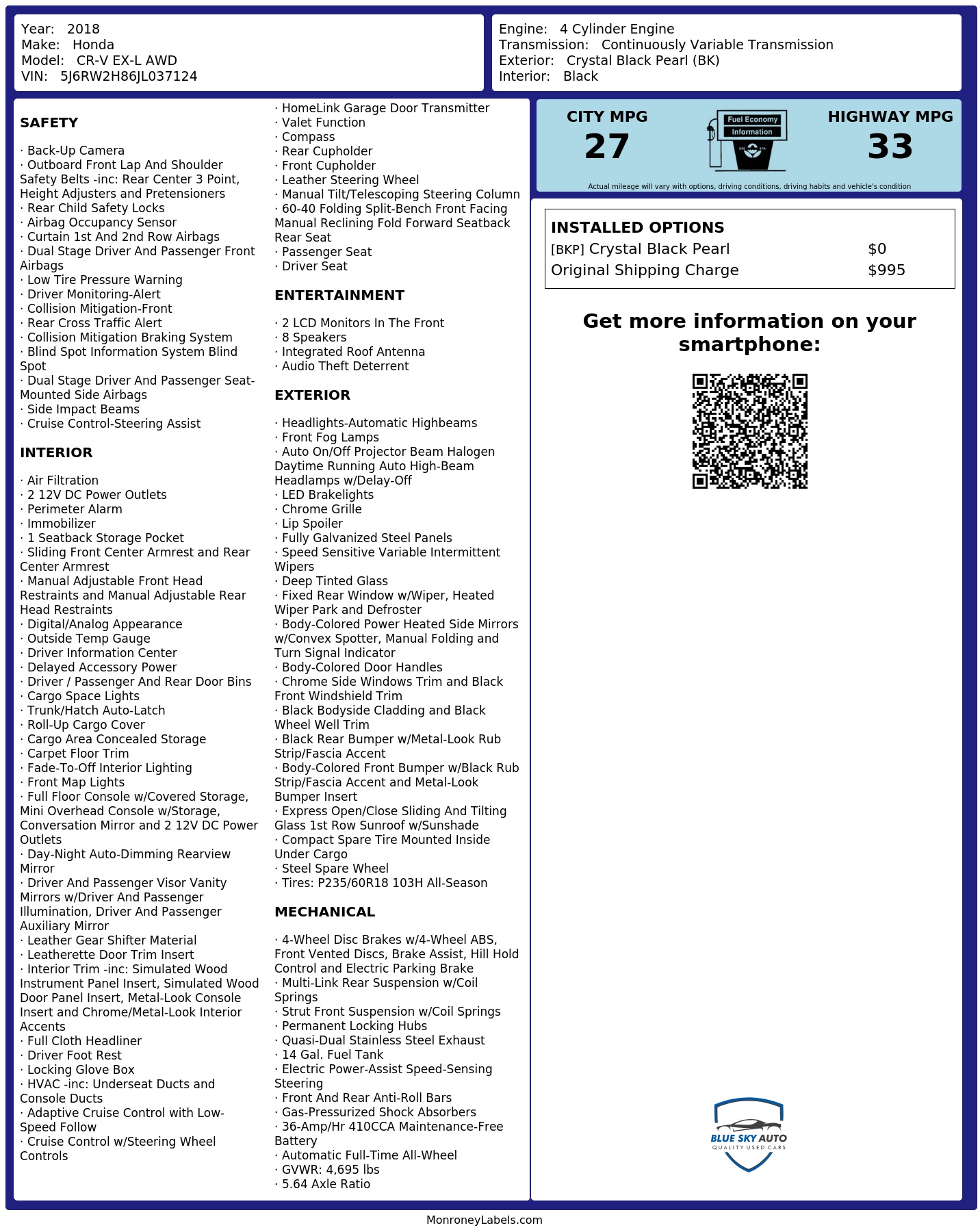 Monroney Label