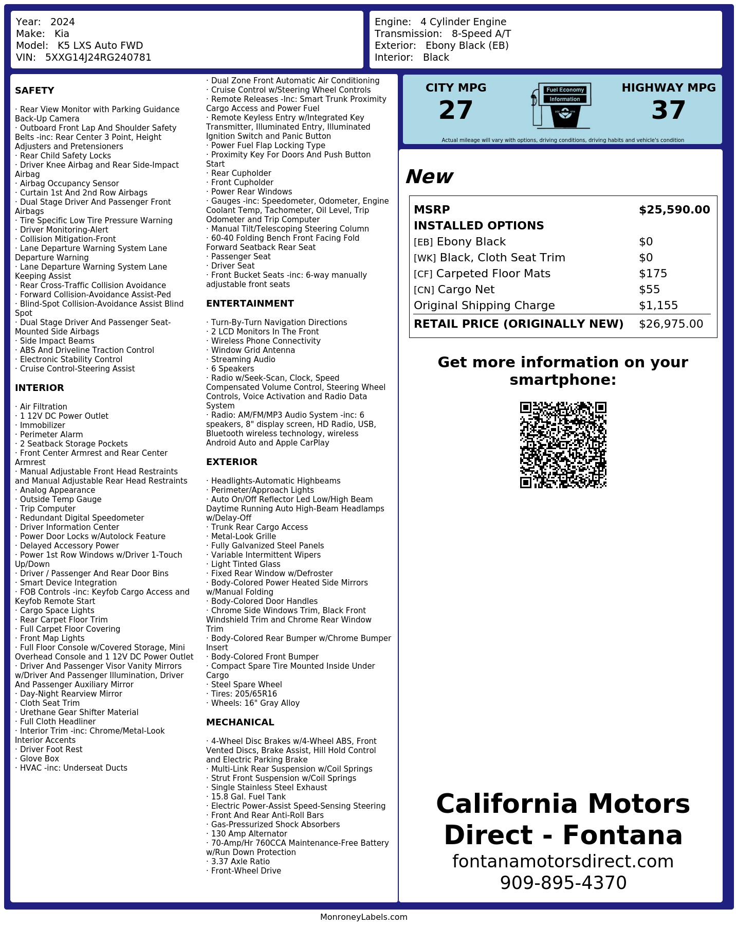 Monroney Label