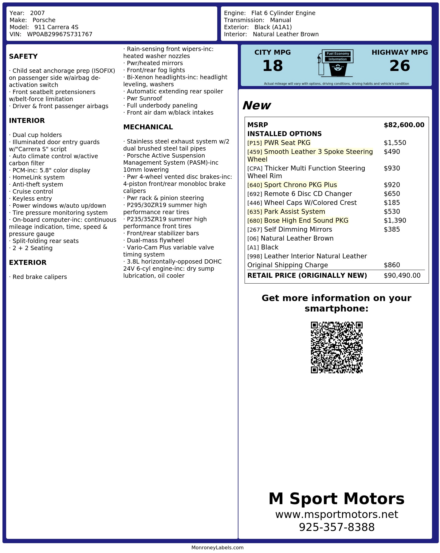 Monroney Label