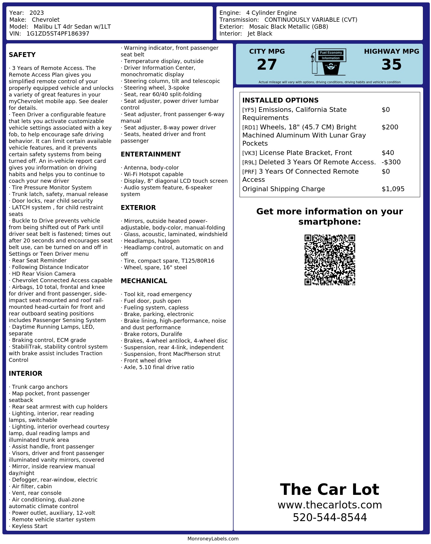 Monroney Label
