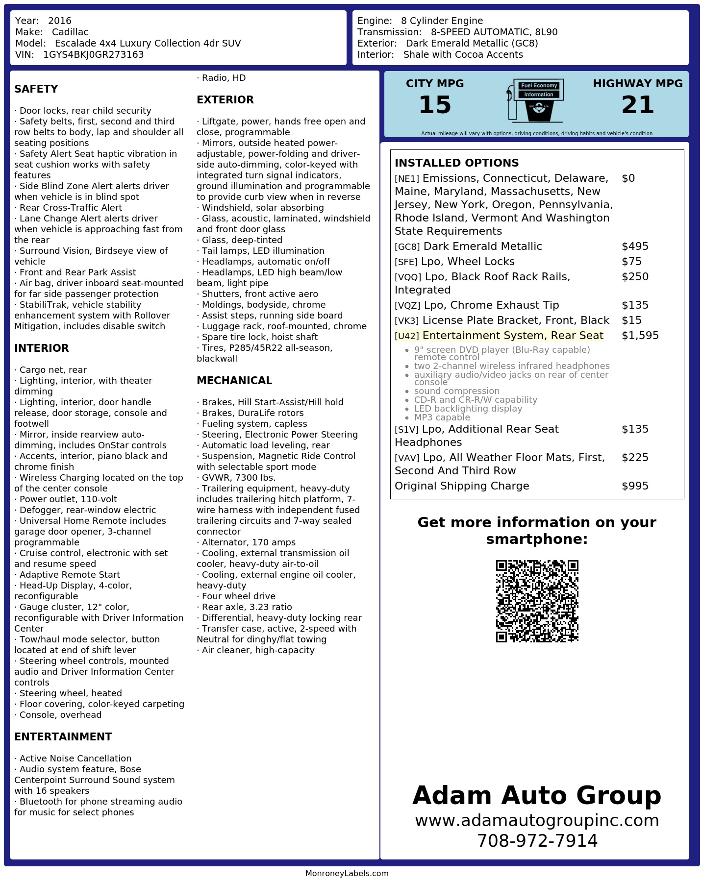 Monroney Label