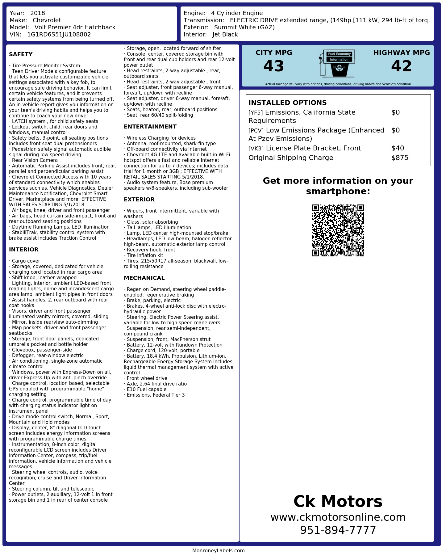 Monroney Label