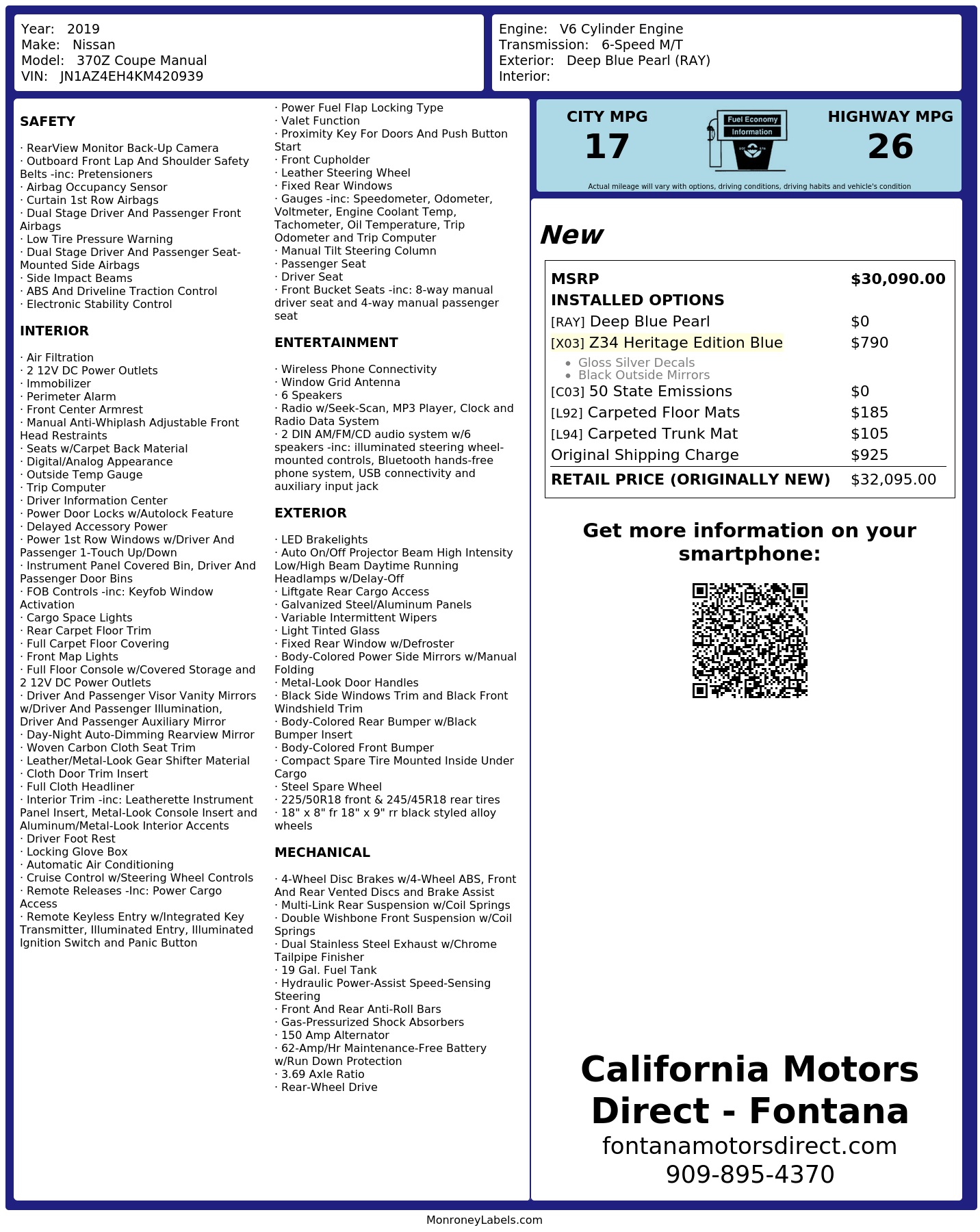 Monroney Label