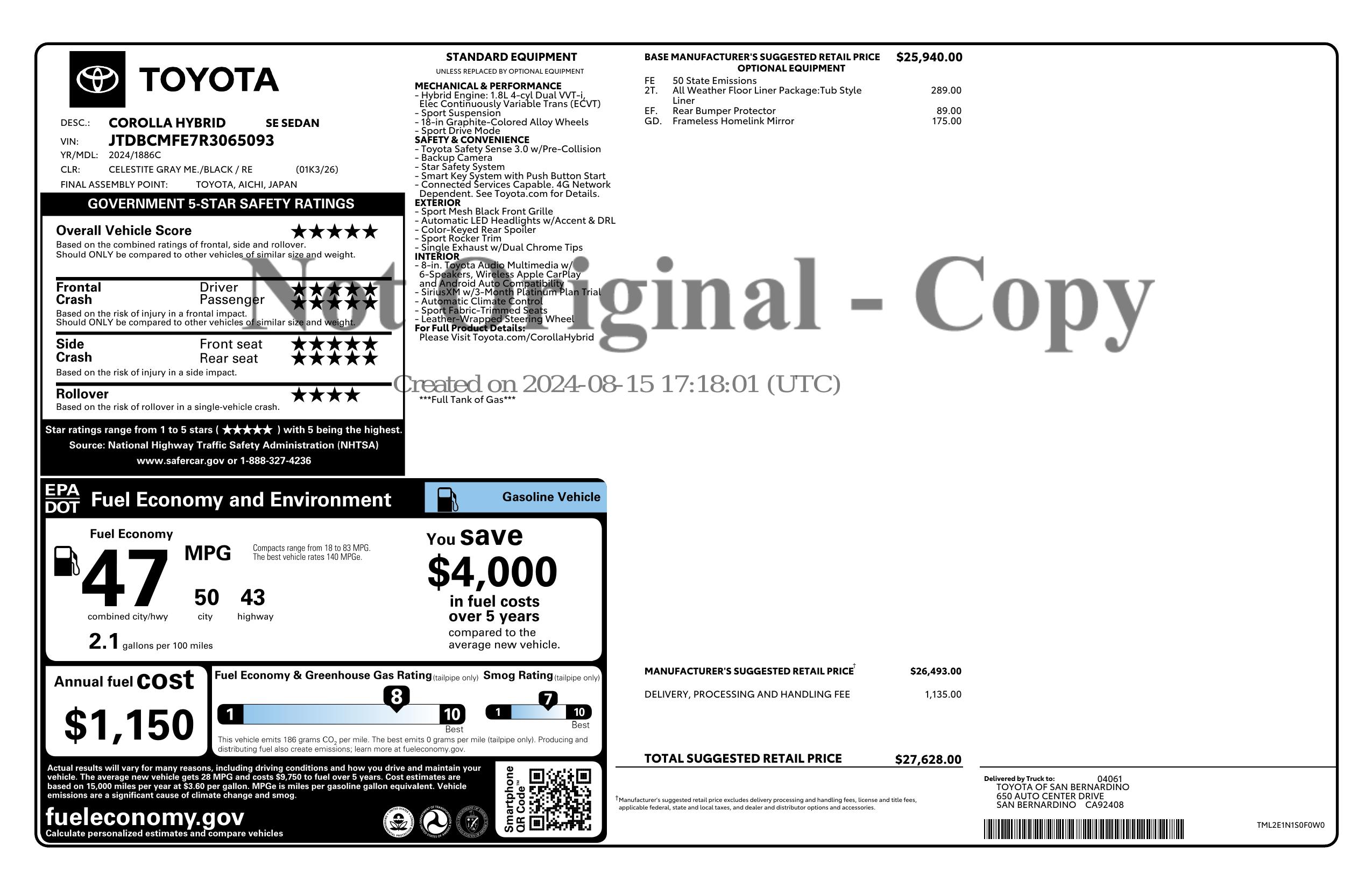 Monroney Label