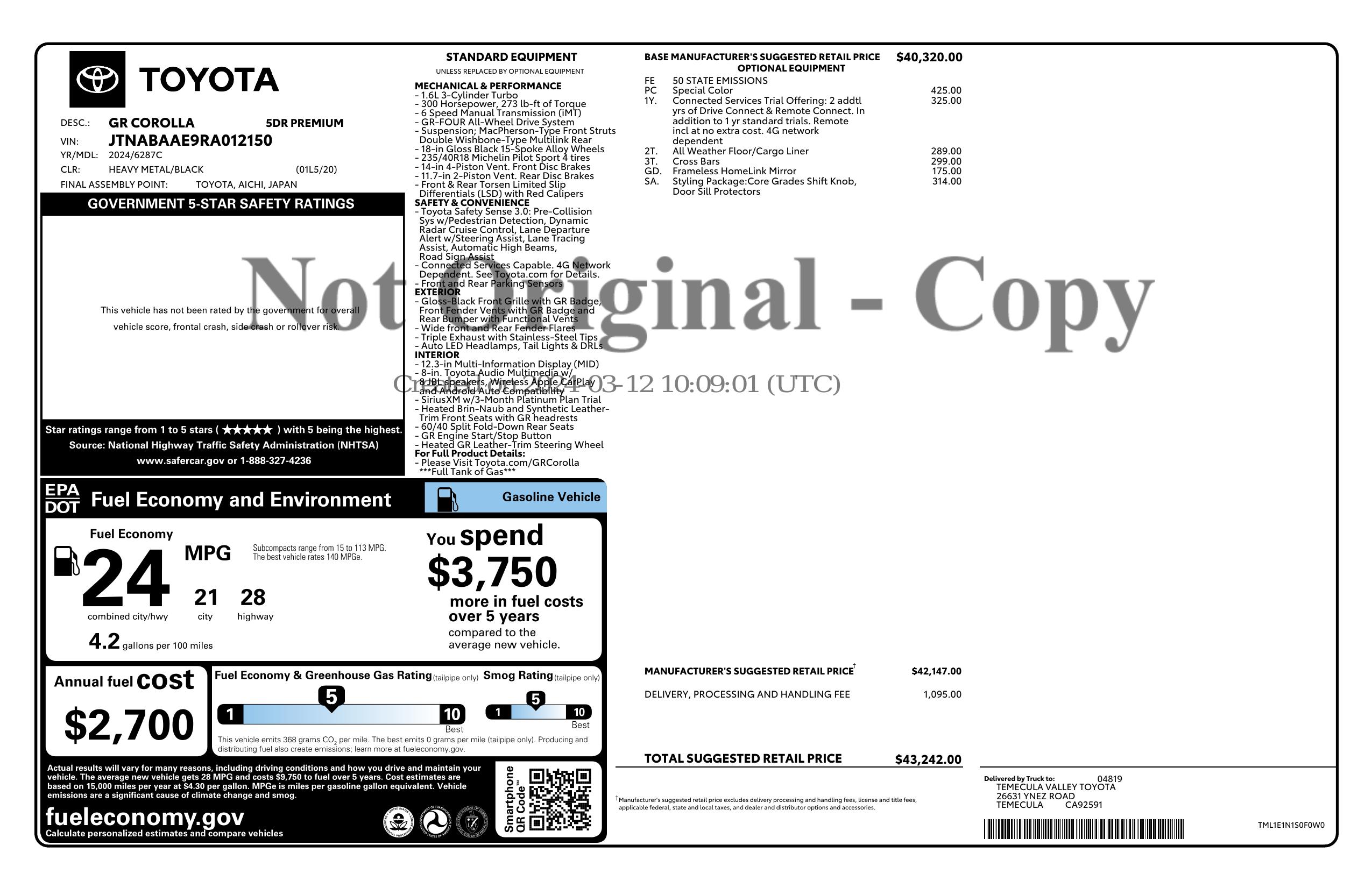 Monroney Label