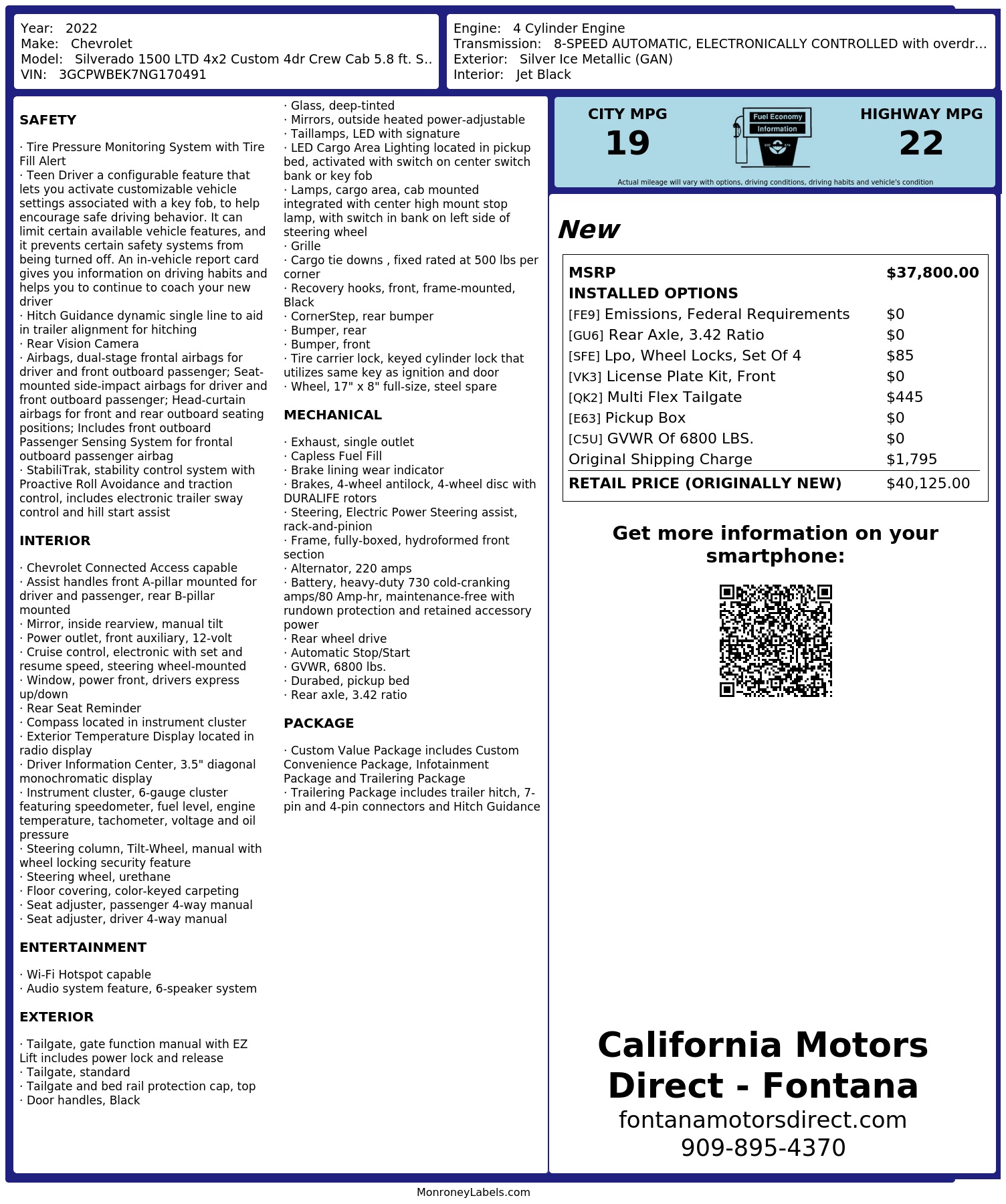 Monroney Label