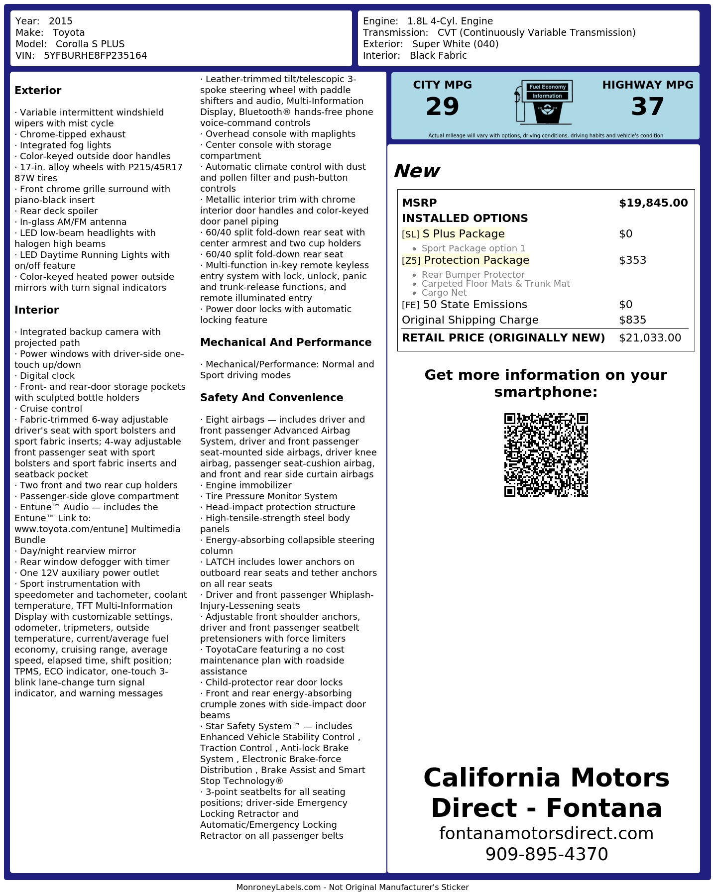 Monroney Label
