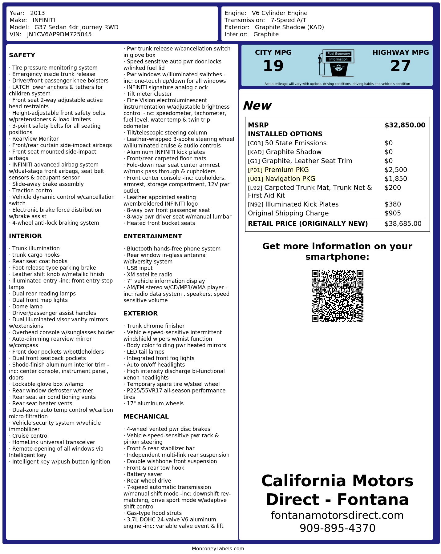 Monroney Label
