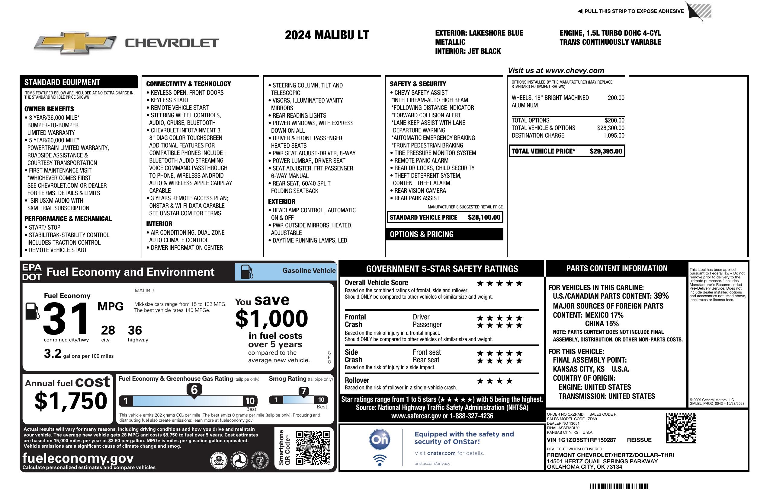 Monroney Label