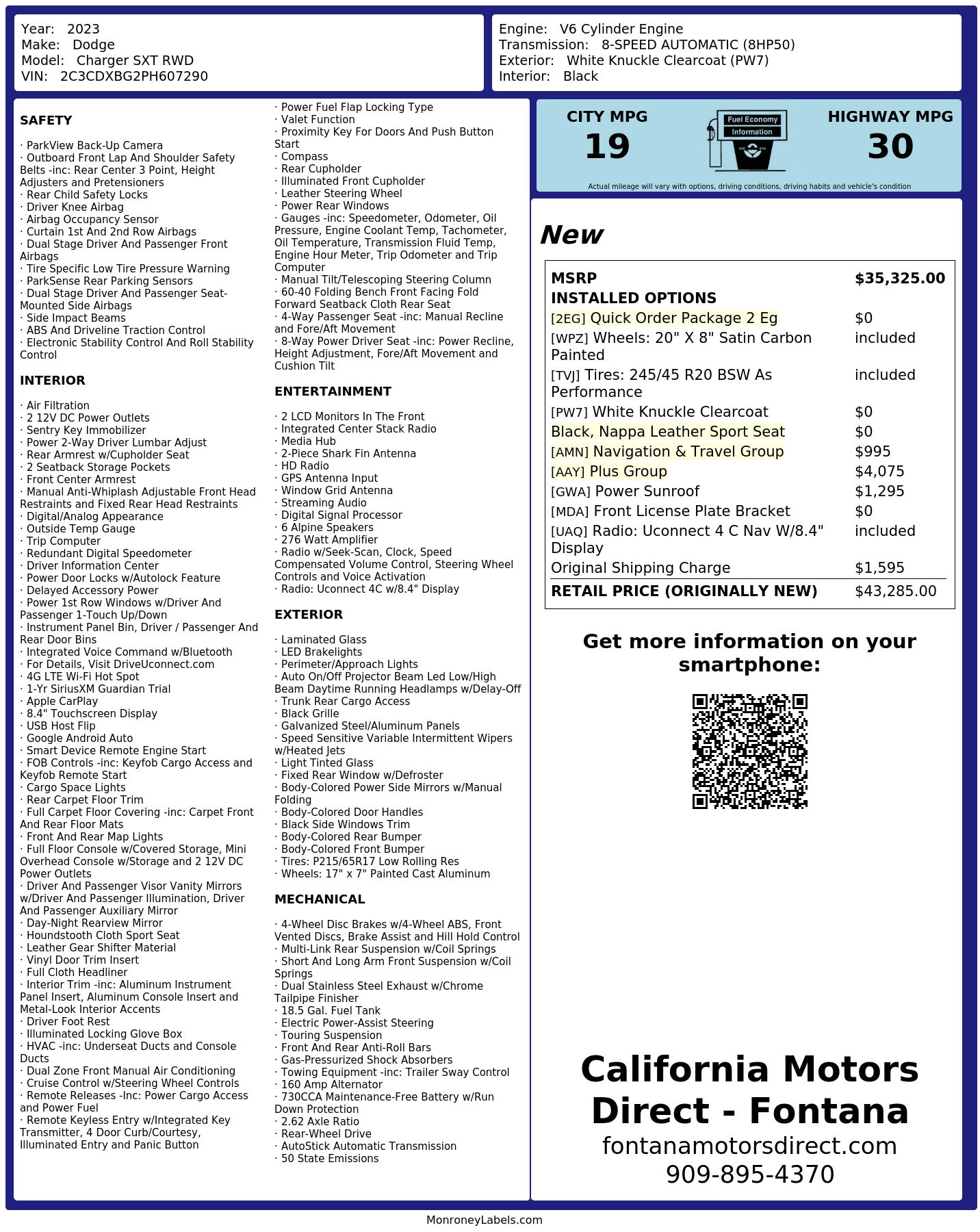 Monroney Label