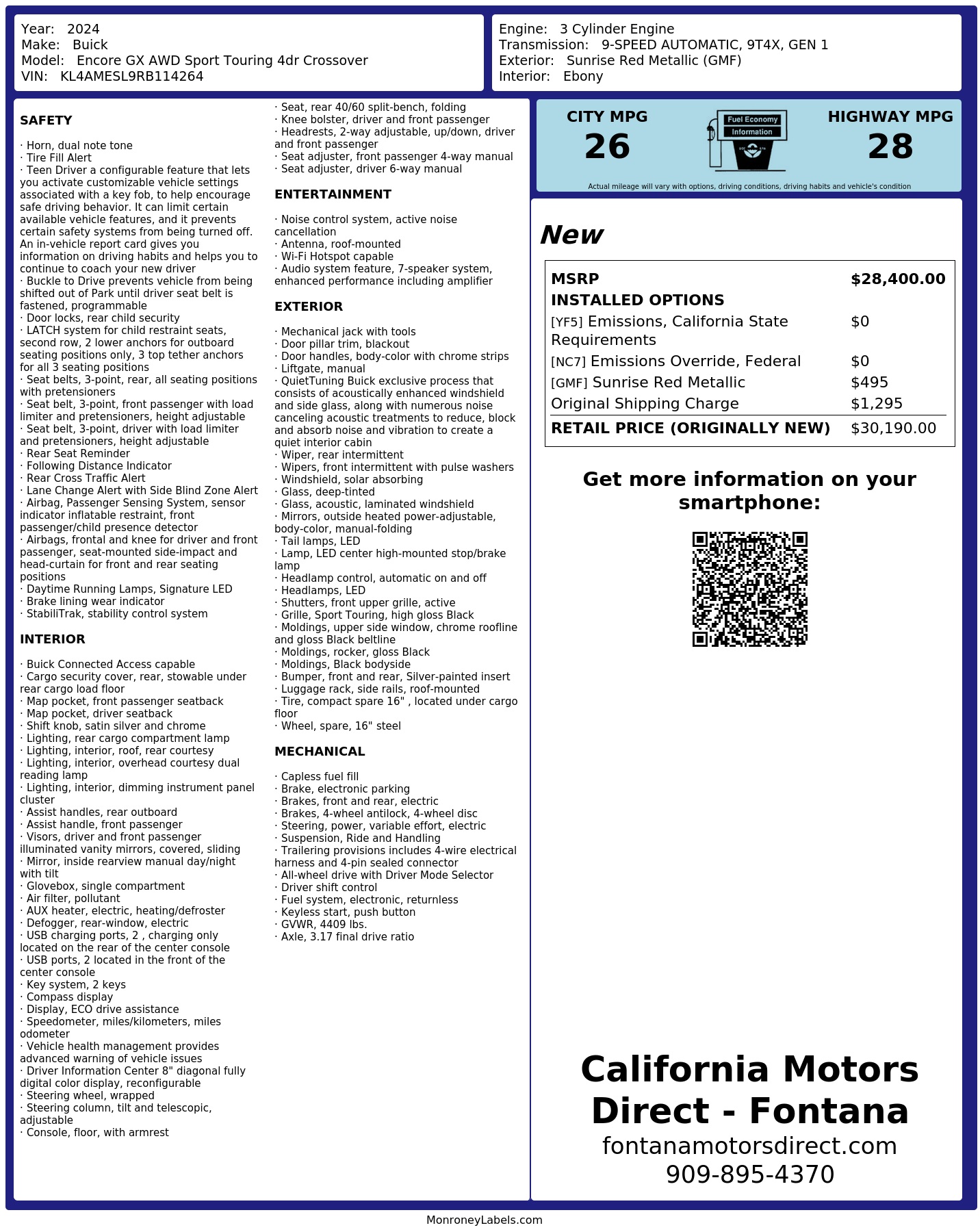 Monroney Label