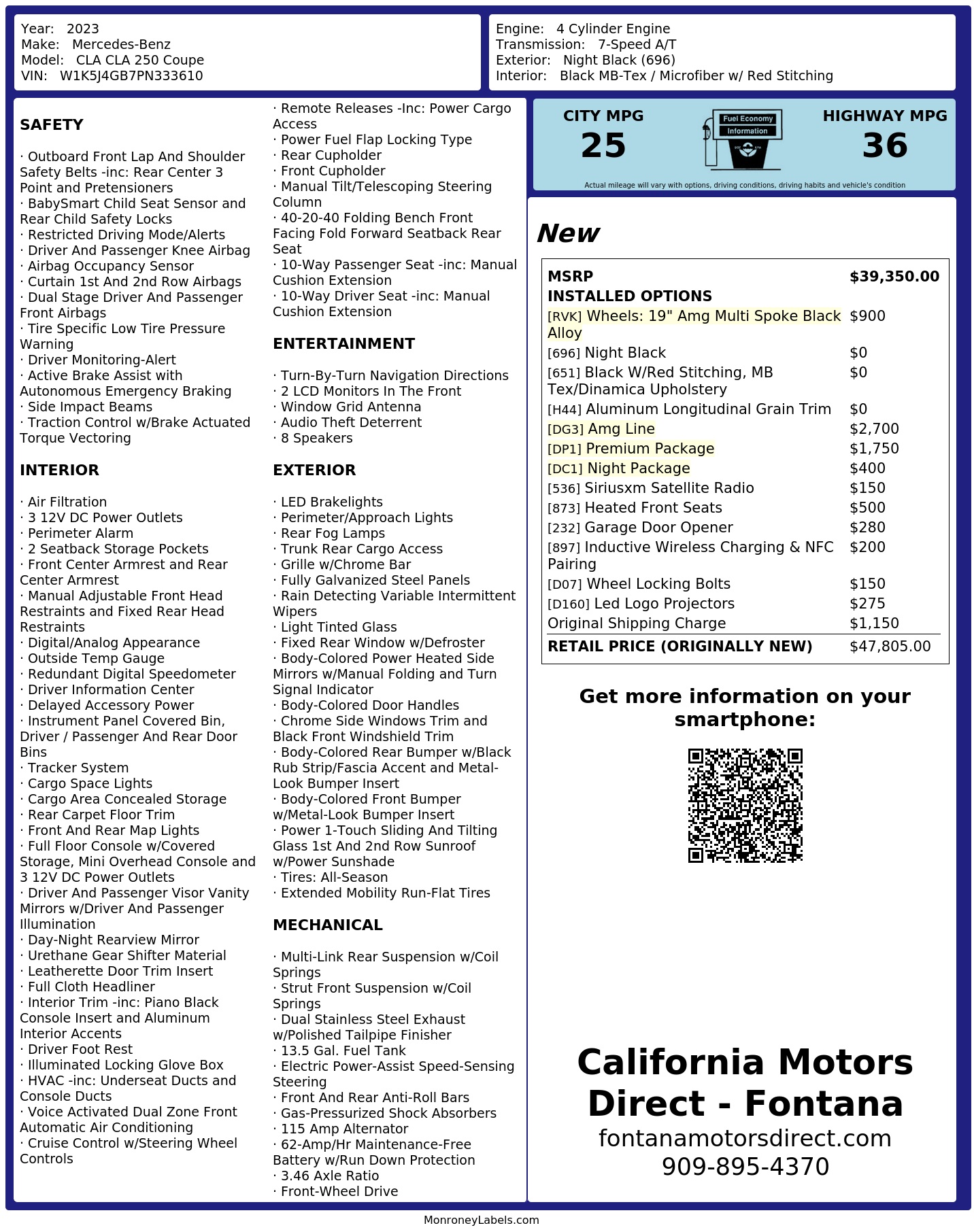 Monroney Label