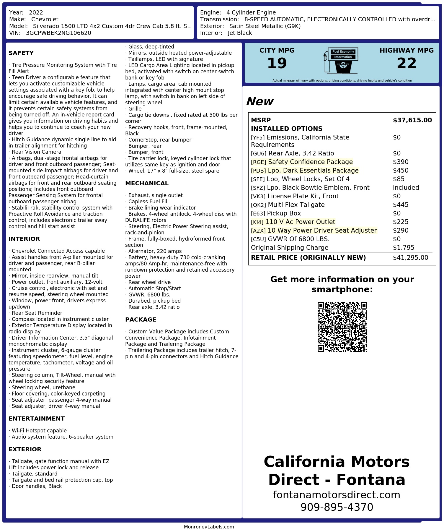 Monroney Label