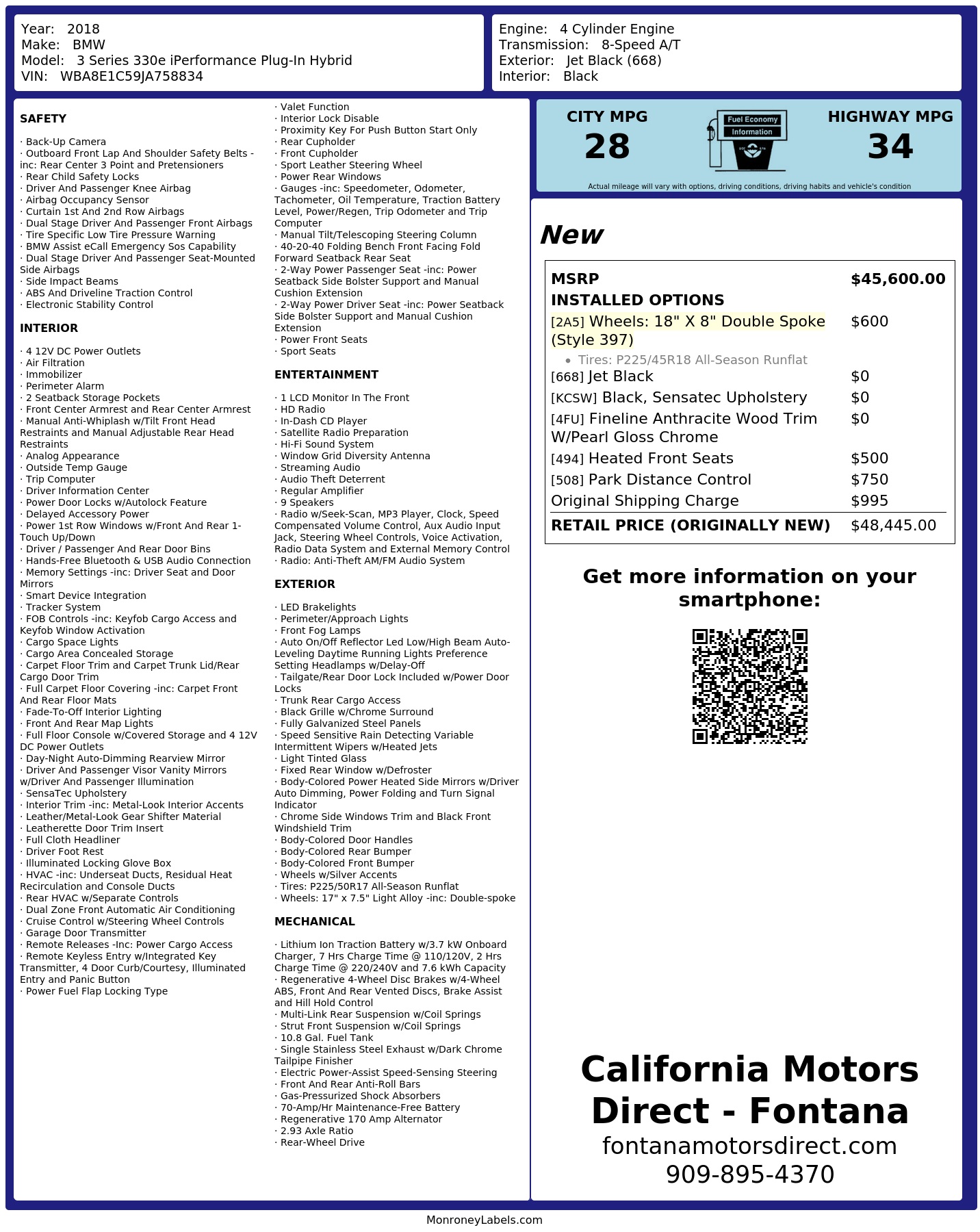 Monroney Label