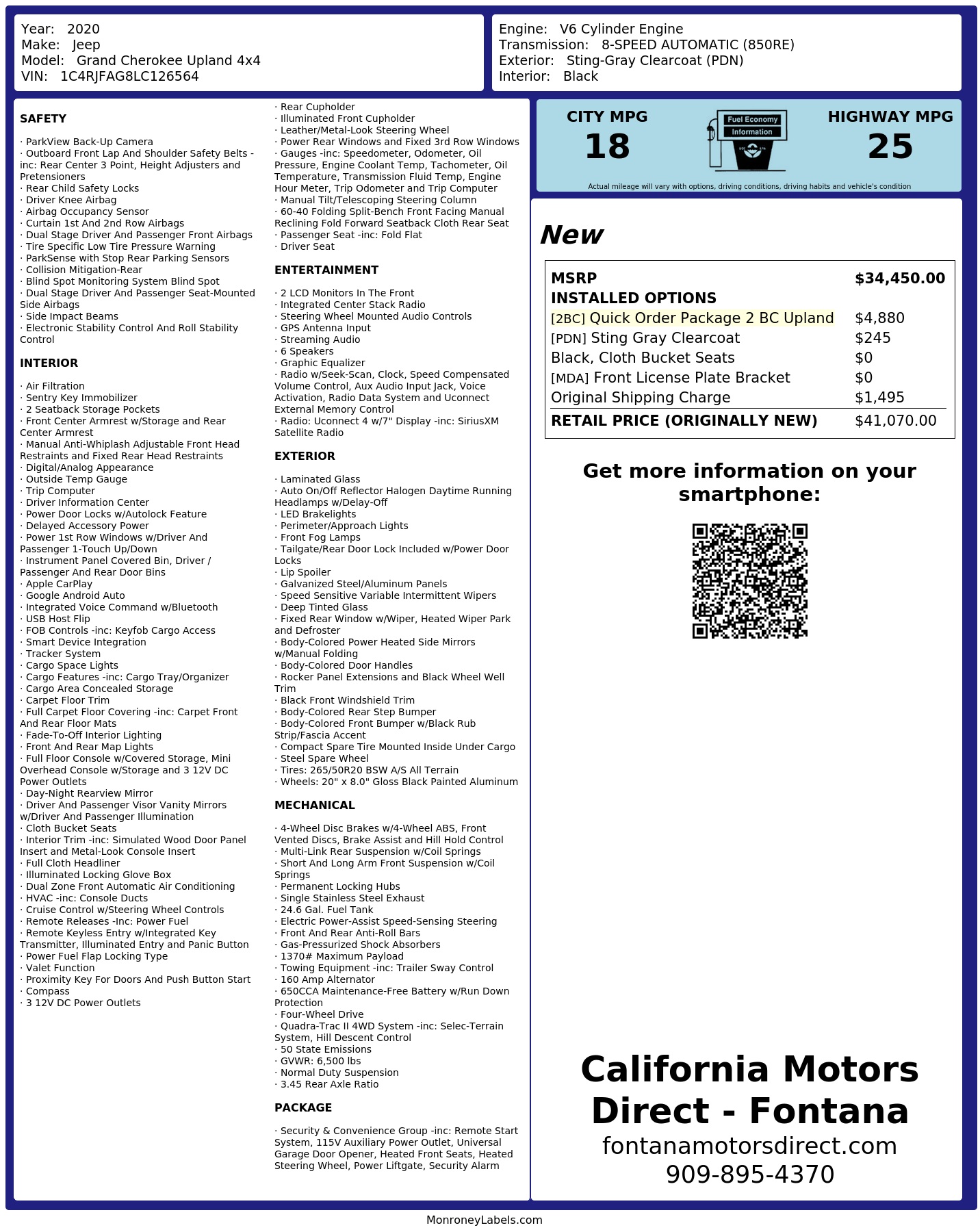 Monroney Label