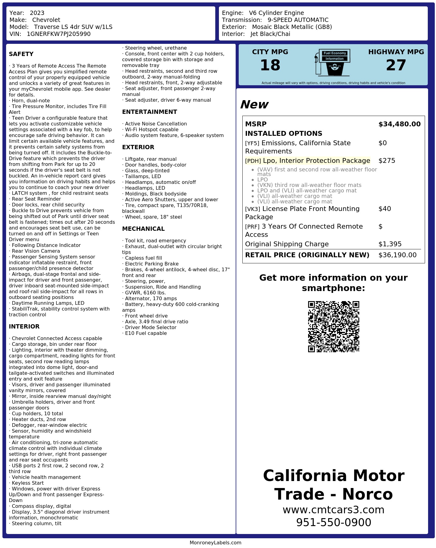 Monroney Label