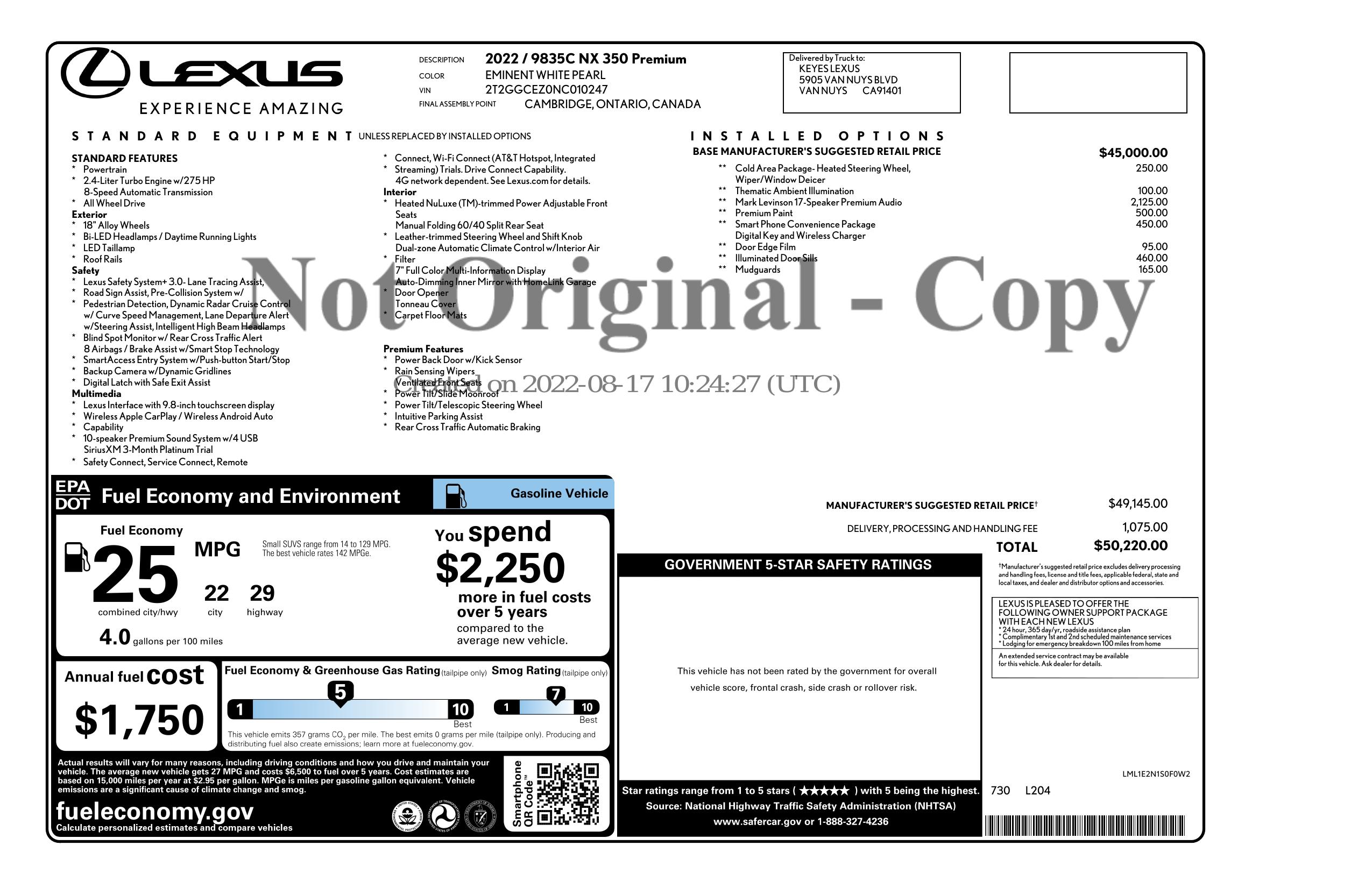Monroney Label