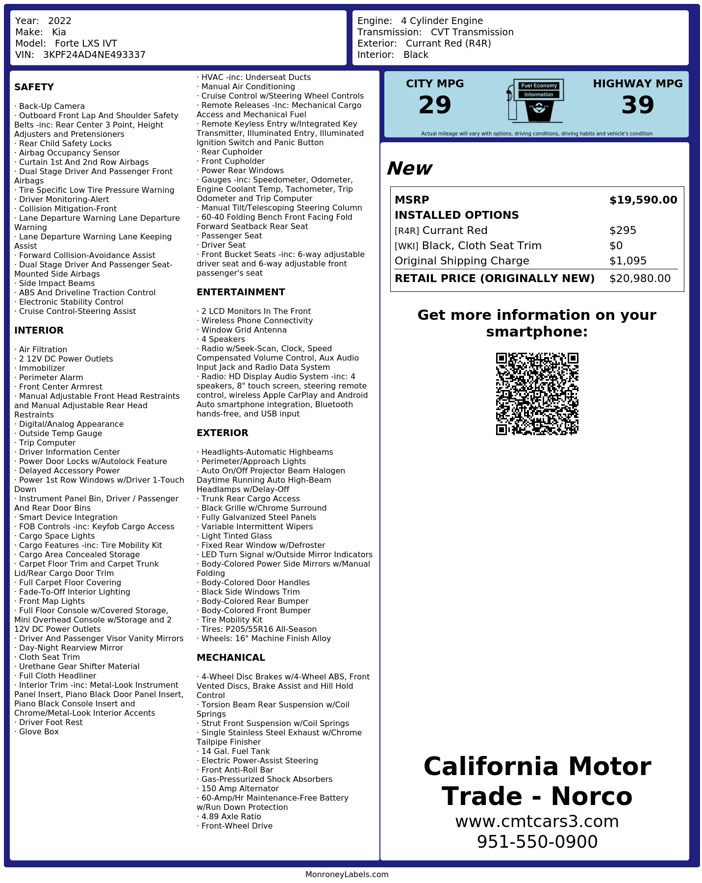 Monroney Label