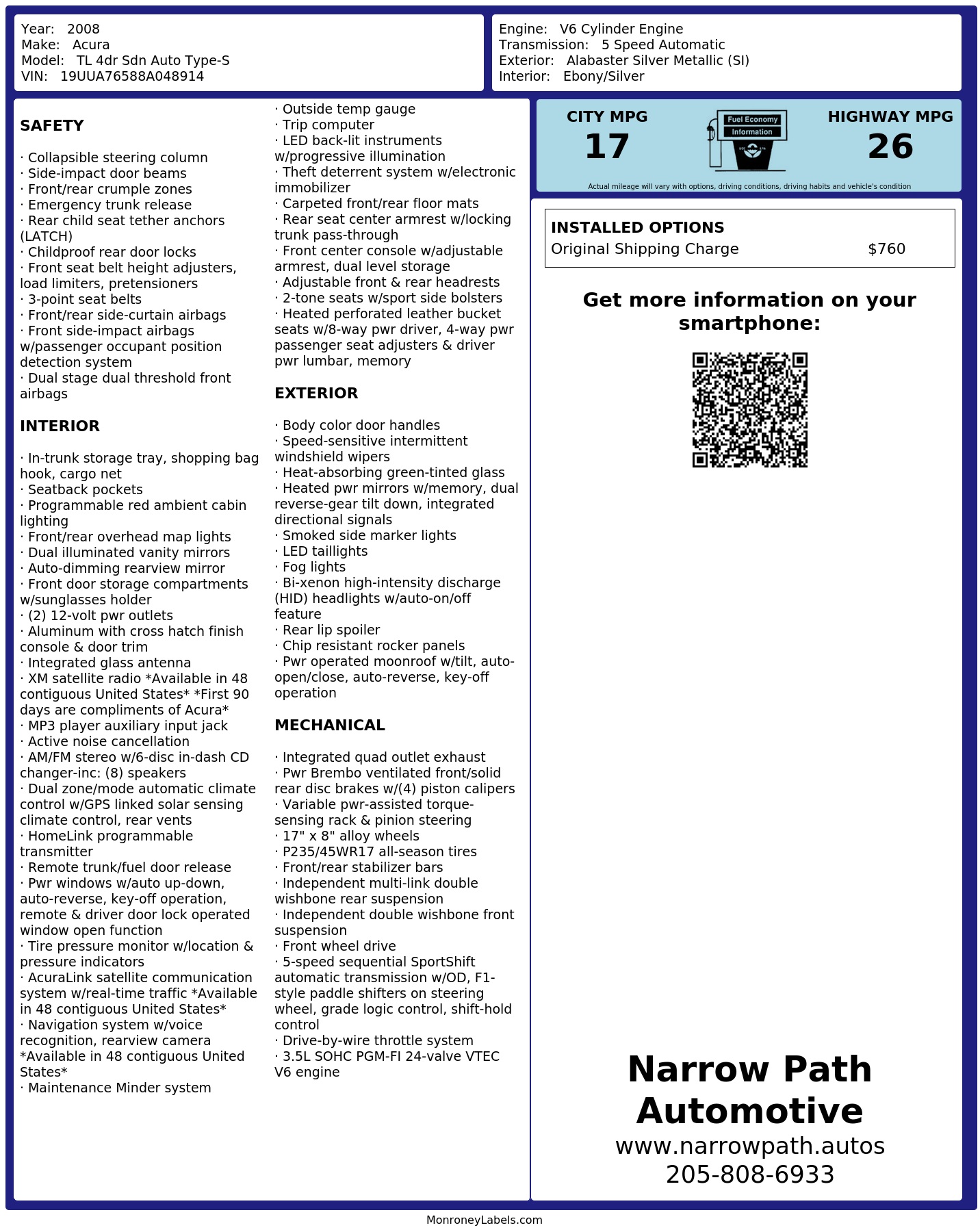 Monroney Label