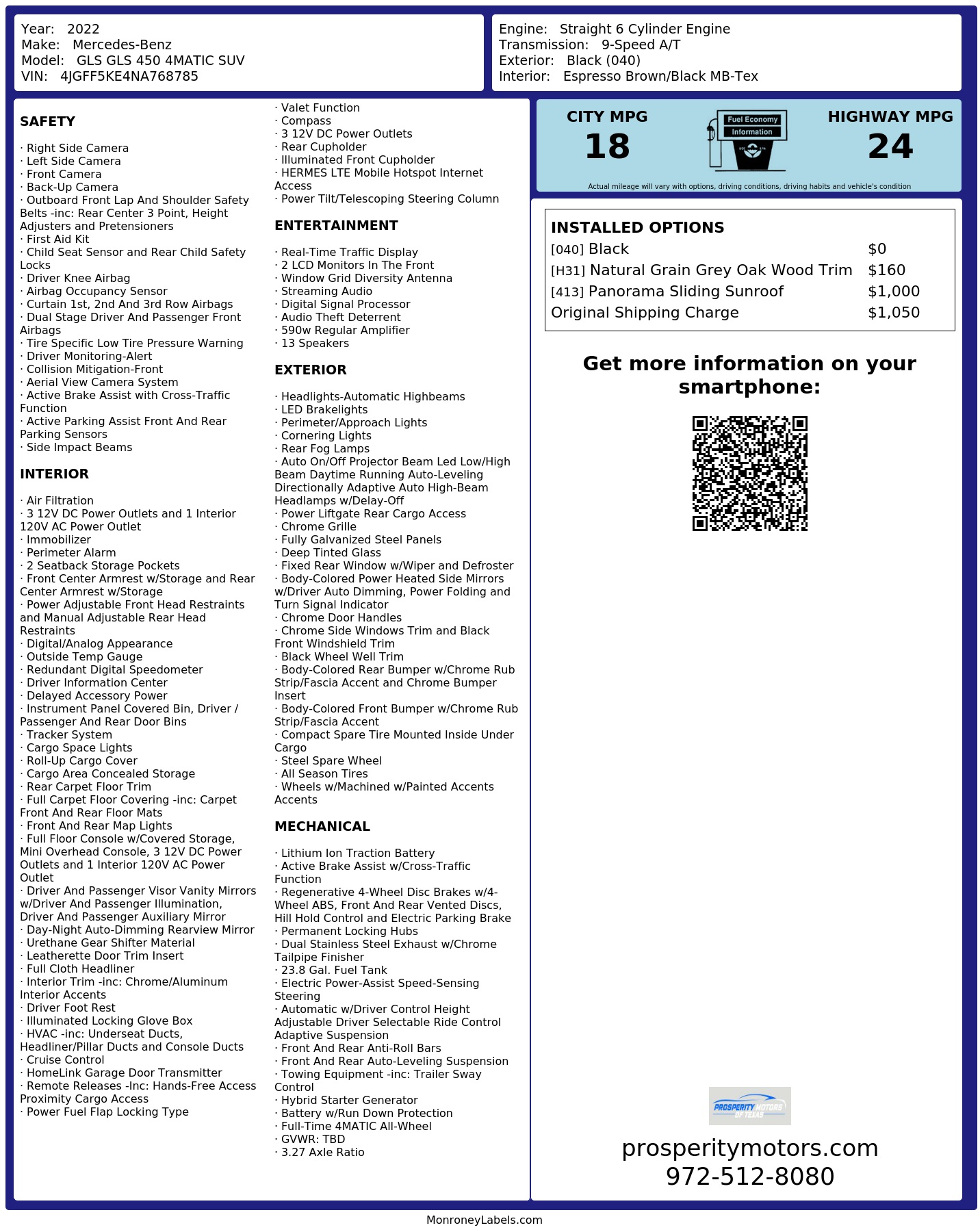 Monroney Label
